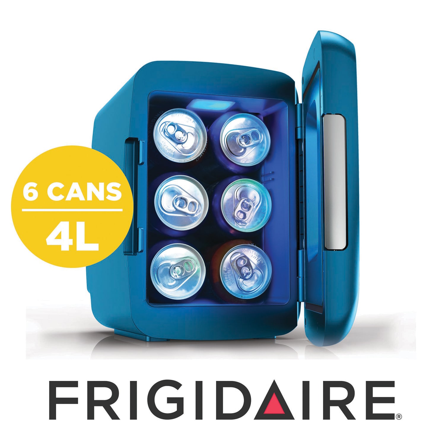Frigidaire 0.14 Cu. Ft. 6-Can Retro Gaming Light-Up Portable Beverage Mini Fridge, Blue - Image 6