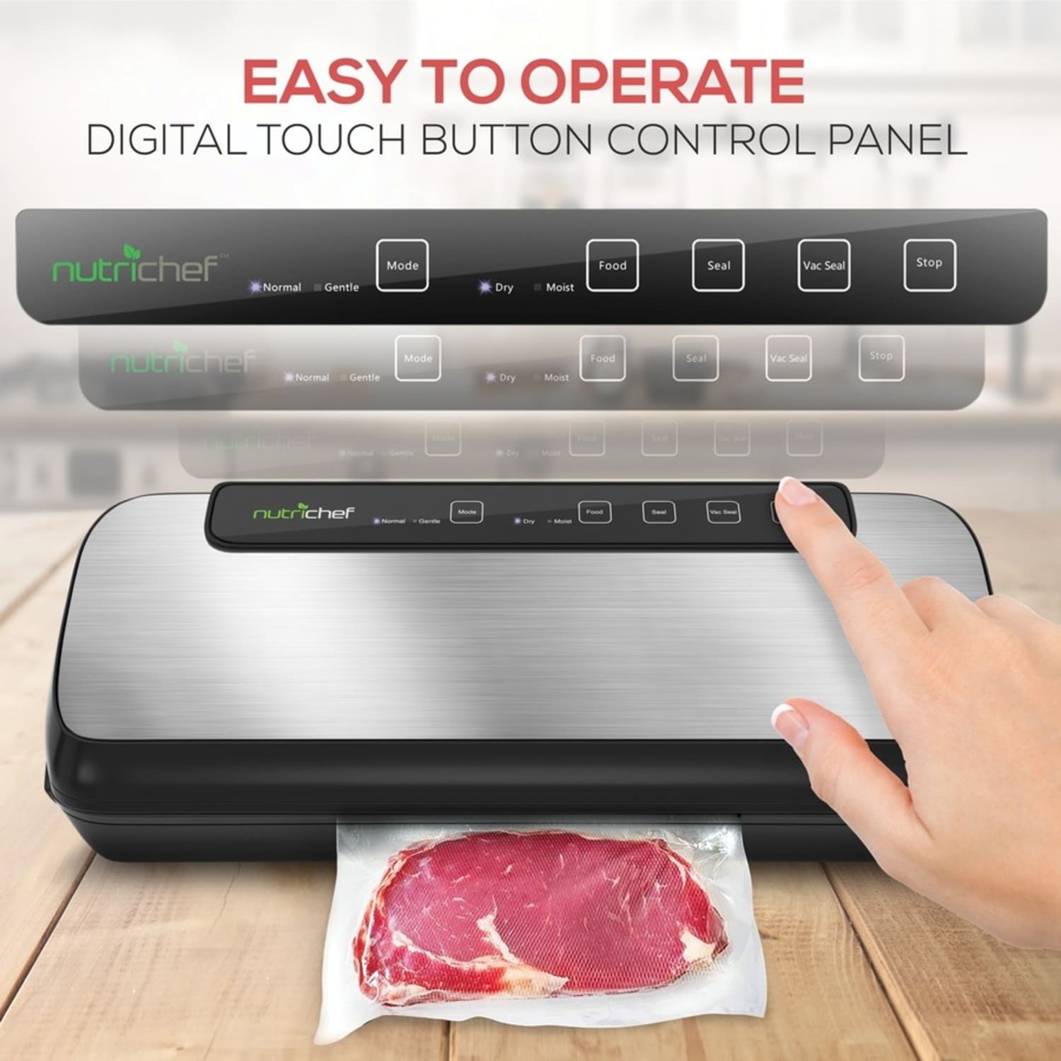 NutriChef Vacuum Sealer PKVS20STS - For Food, Kitchen - Image 4