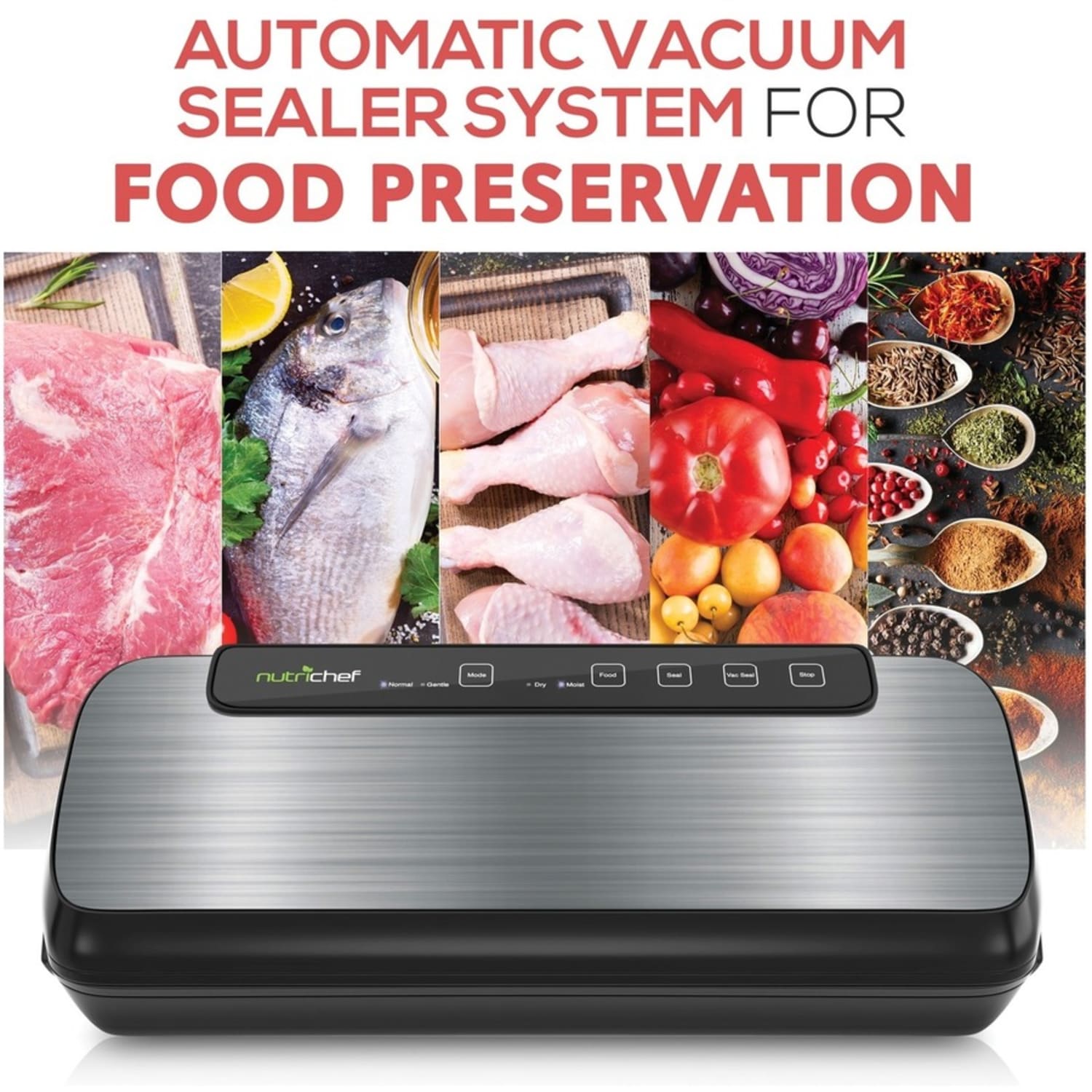 NutriChef Vacuum Sealer PKVS20STS - For Food, Kitchen - Image 5