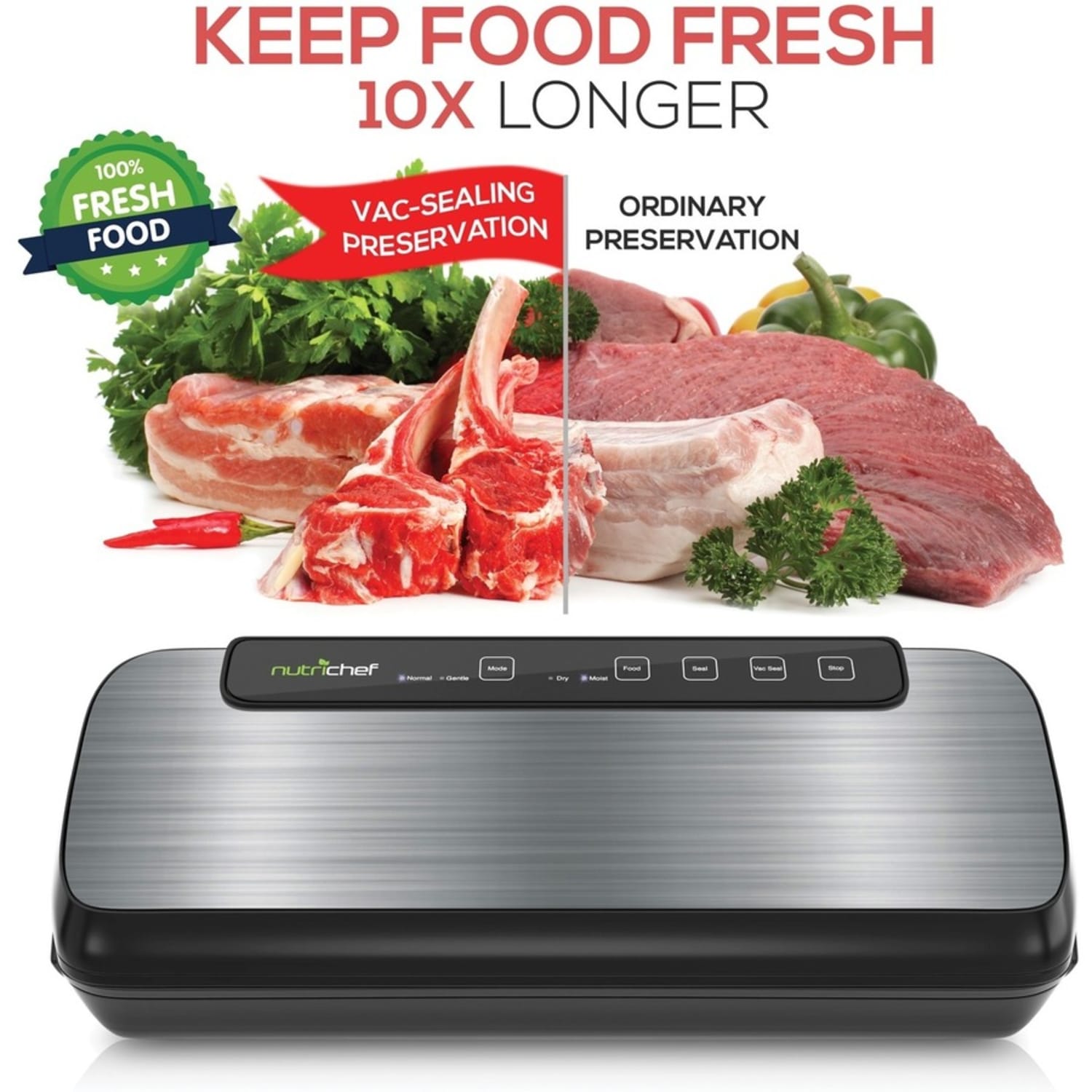 NutriChef Vacuum Sealer PKVS20STS - For Food, Kitchen - Image 6