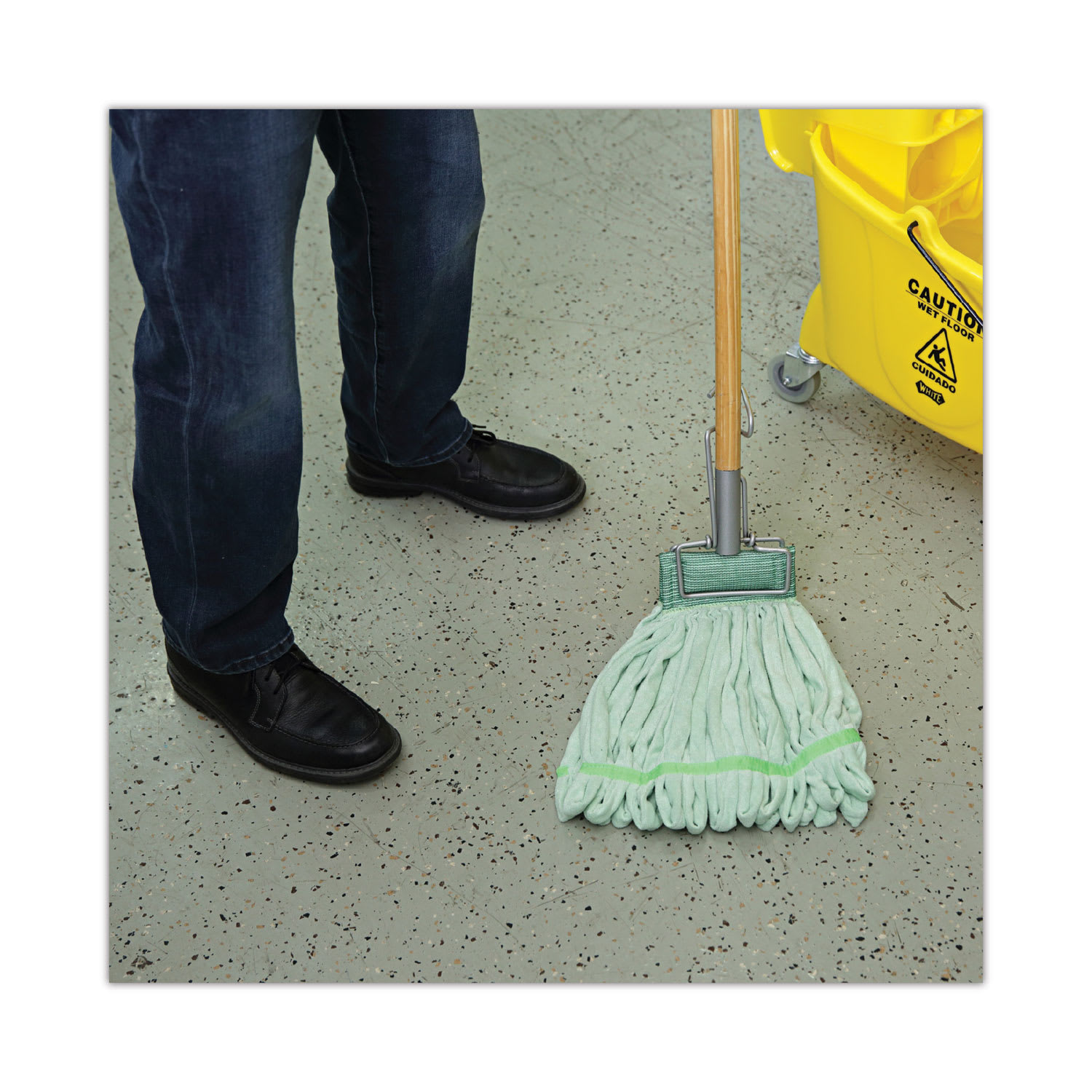 Boardwalk Microfiber Looped-End Wet Mop Head, Medium, Green - Image 6