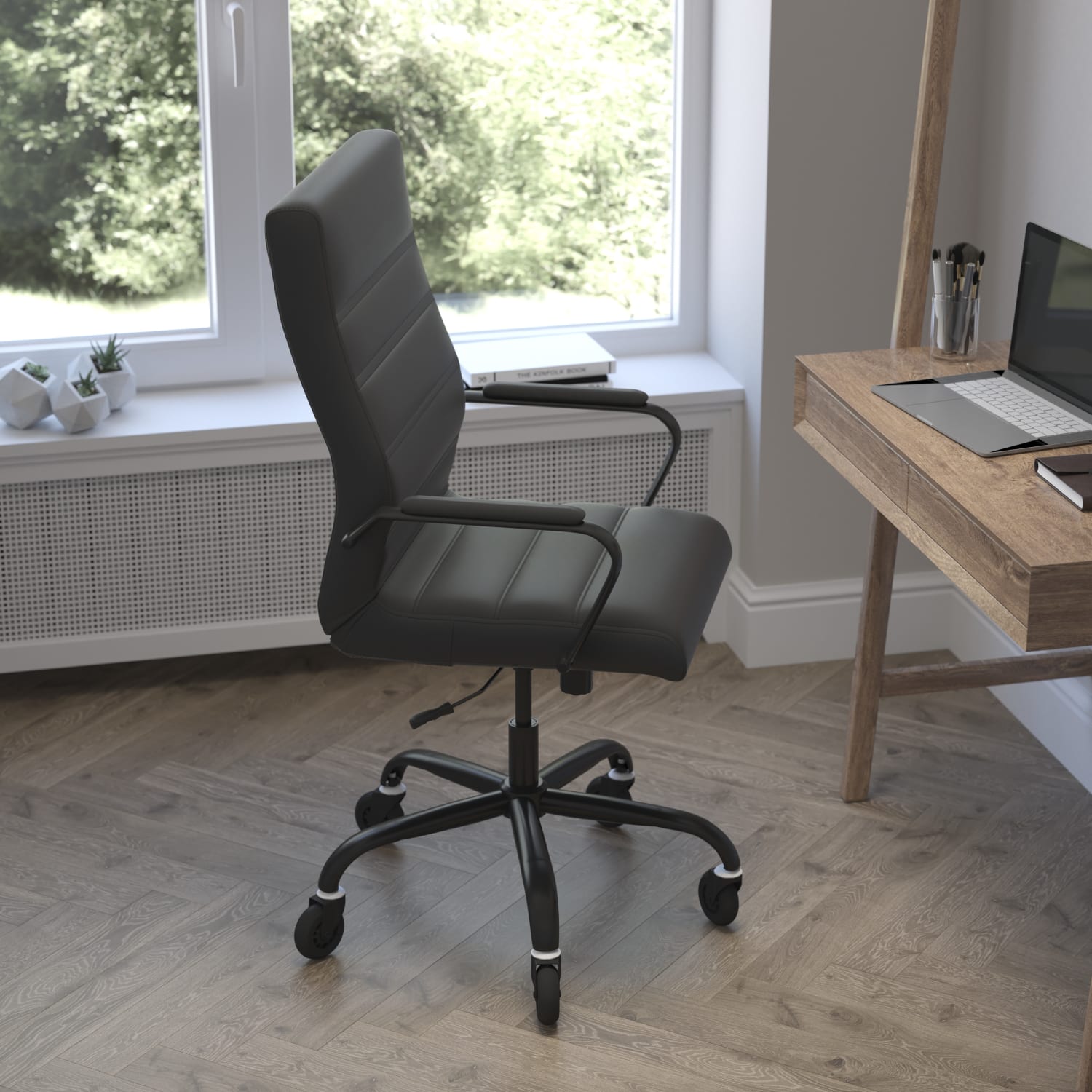 Flash Furniture Whitney Ergonomic Faux Leather High Back Executive Swivel Office Chair Black PopularChairscom