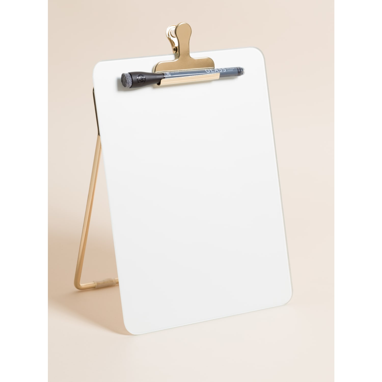 U Brands Non-Magnetic Glass Dry Erase Desktop Easel, 11 3/4in X 8 1/2in, Tempered Glass, Gold Metal Stand, Removable Clip - Image 5