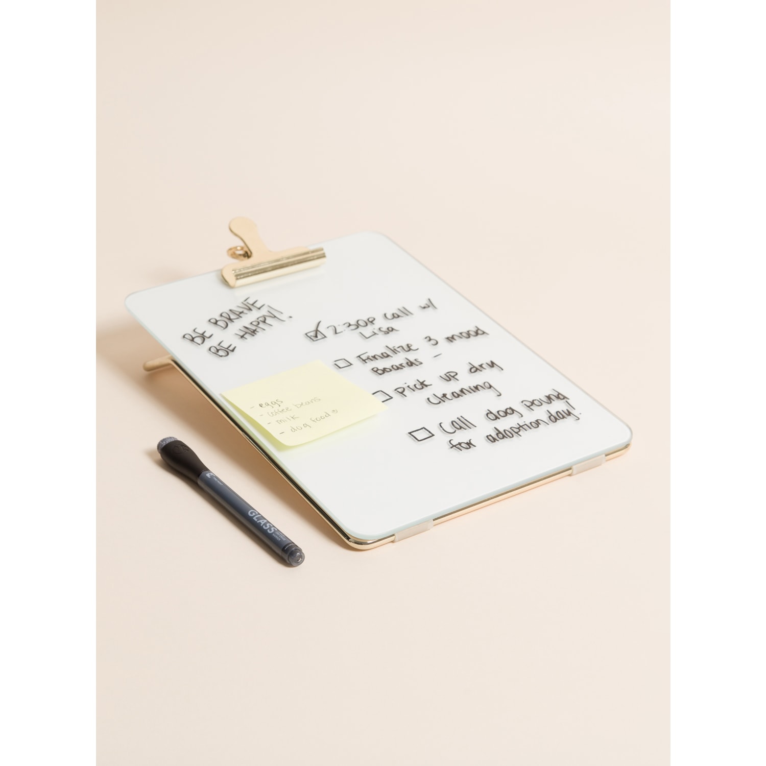 U Brands Non-Magnetic Glass Dry Erase Desktop Easel, 11 3/4in X 8 1/2in, Tempered Glass, Gold Metal Stand, Removable Clip - Image 6