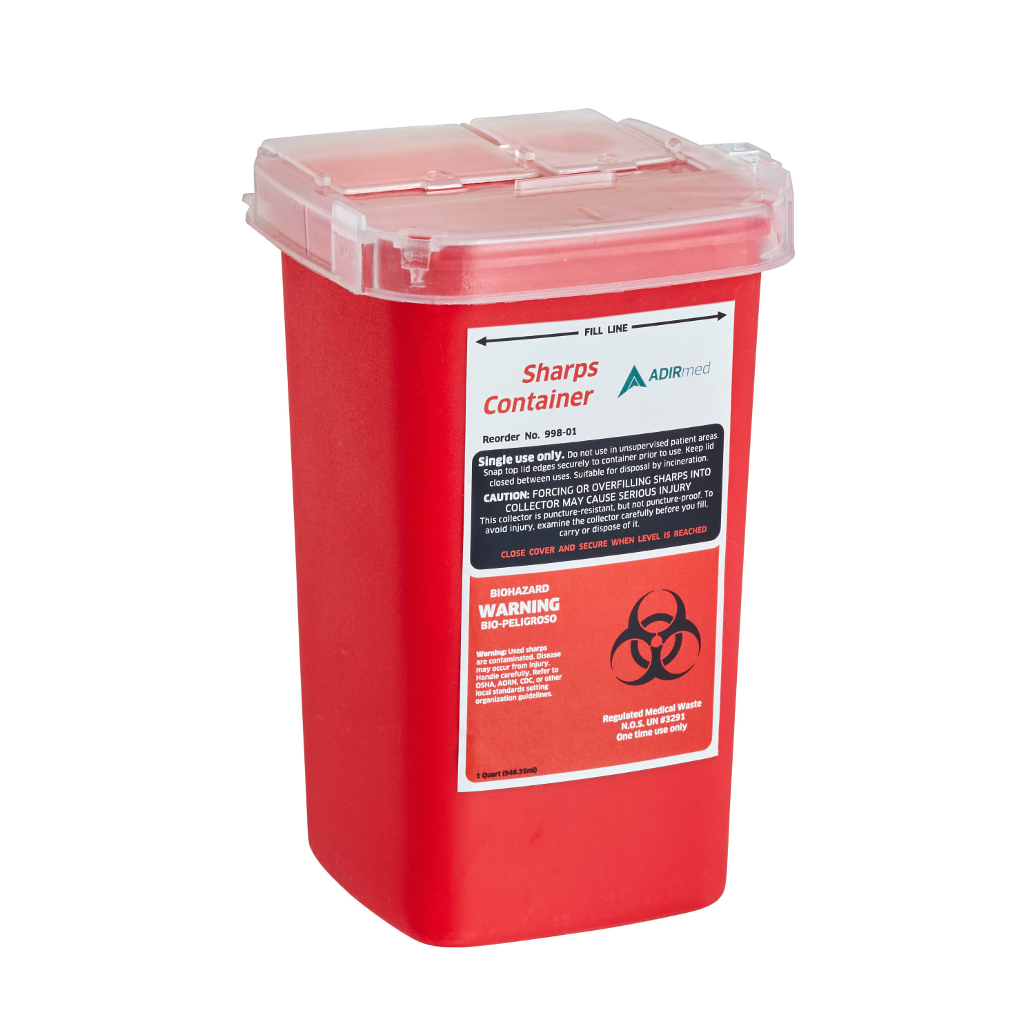 Alpine AdirMed Sharps & Needle Disposal Containers, 1-Quart, Red, Pack Of 6 Containers - Image 4