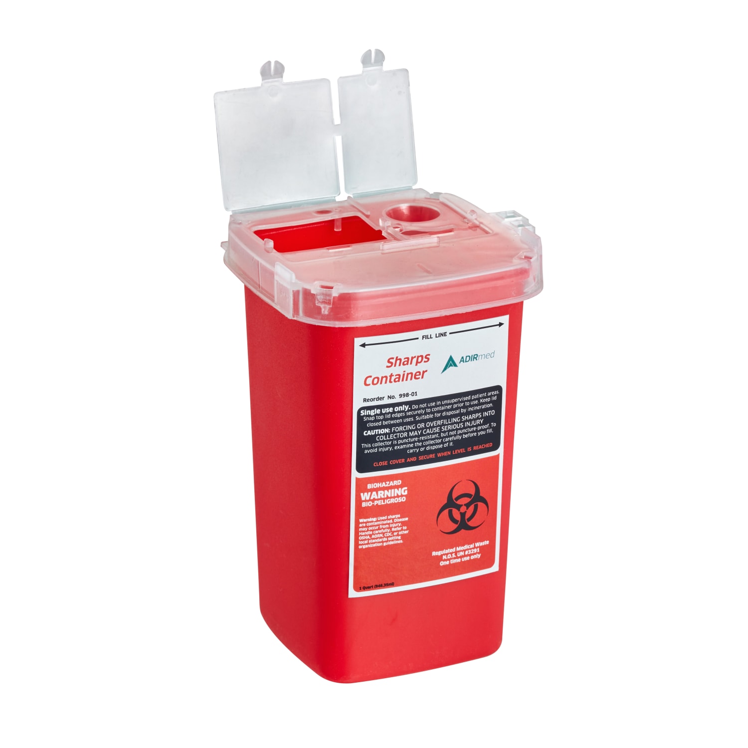 Alpine AdirMed Sharps & Needle Disposal Containers, 1-Quart, Red, Pack Of 6 Containers - Image 5