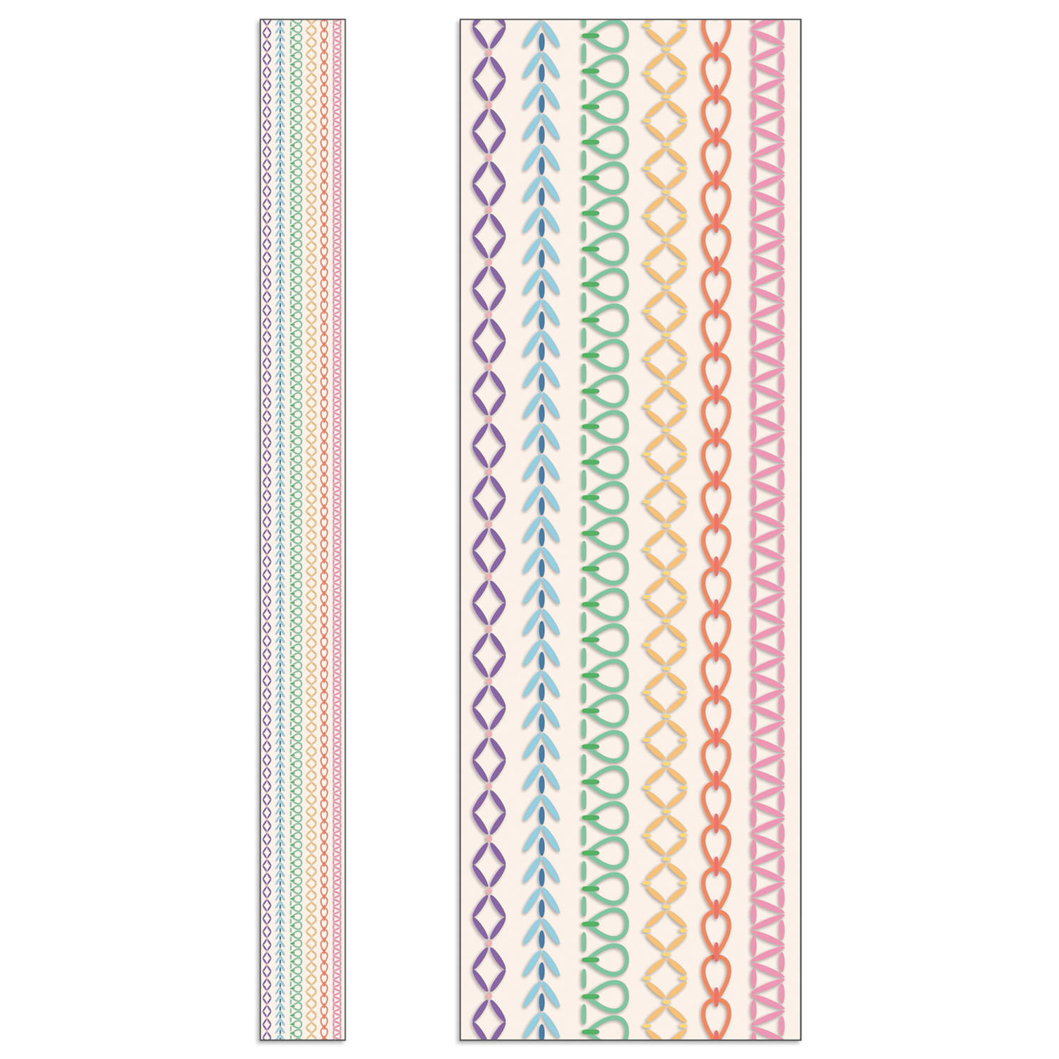 Carson Dellosa Education Straight Borders, 3in x 36in, Crafty and Cool Rainbow Stitched, 36 Feet Per Pack, Set Of 6 Packs - Image 4