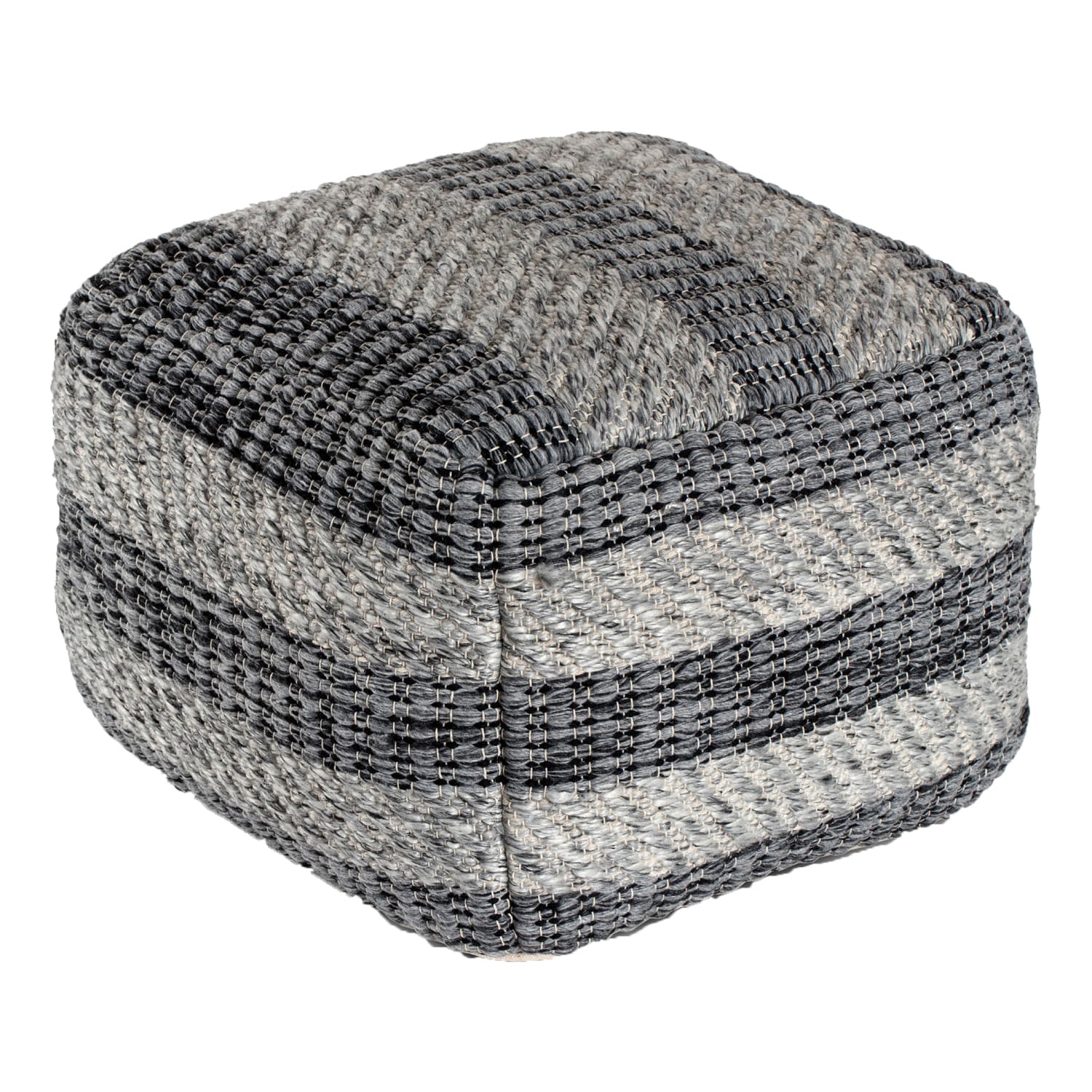 Anji Mountain I Got Stripes Pouf Ottoman, Gray