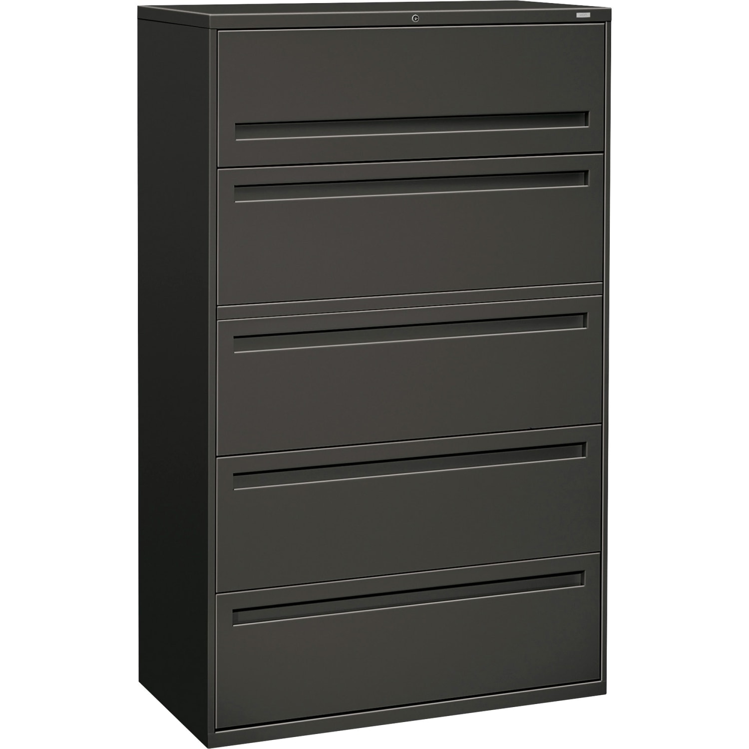 HON Brigade 700 42inW x 18inD Lateral 5-Drawer File Cabinet, Charcoal - Image 3