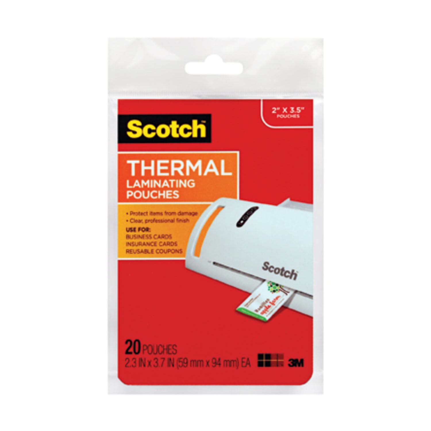 Scotch Thermal Laminating Pouches - Laminating Pouch/Sheet Size: 2.30inx 3.70inx5 mil Thickness - Glossy -  - TP585120 - Image 3