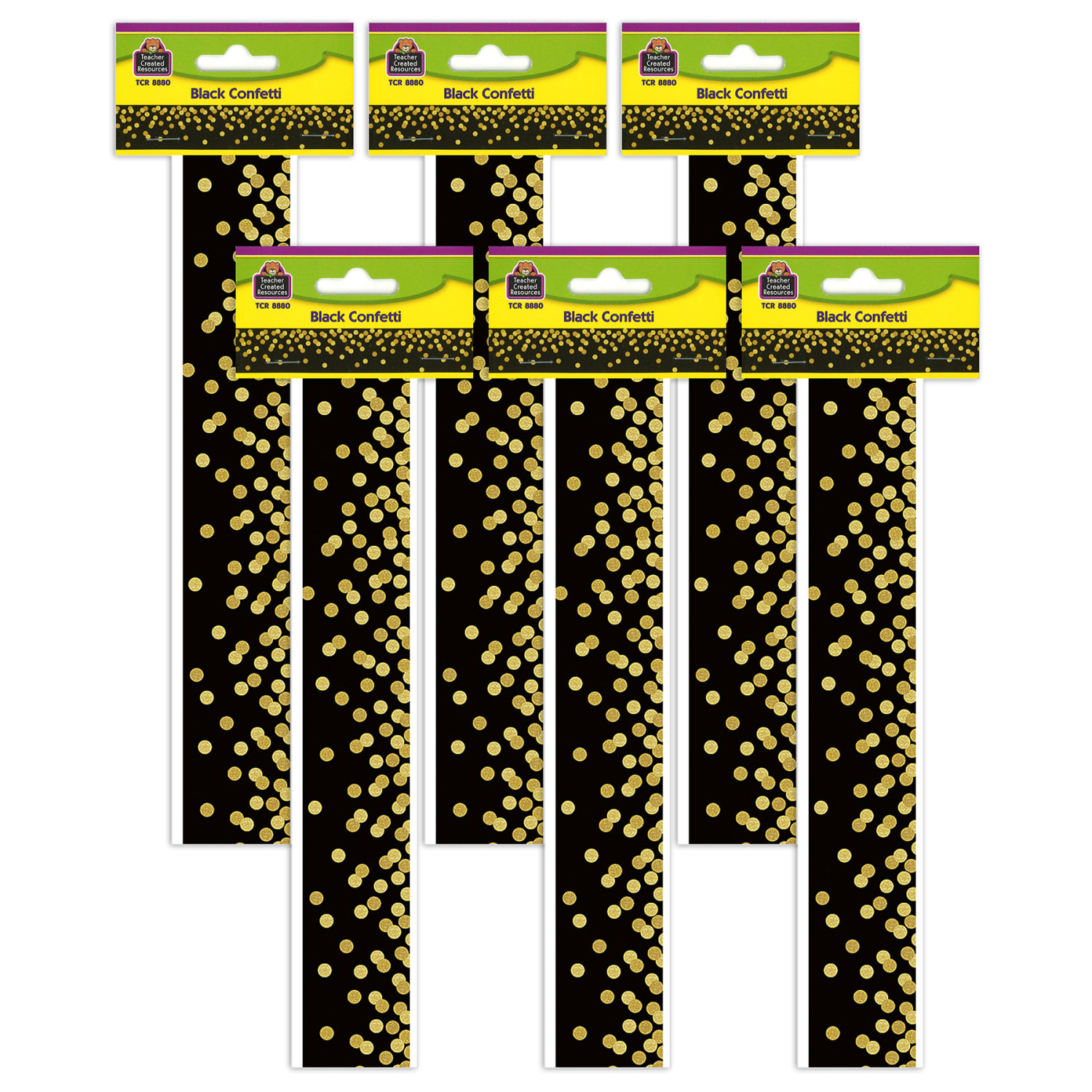Teacher Created Resources Straight Border Trim, Black Confetti, 35ft Per Pack, Set Of 6 Packs