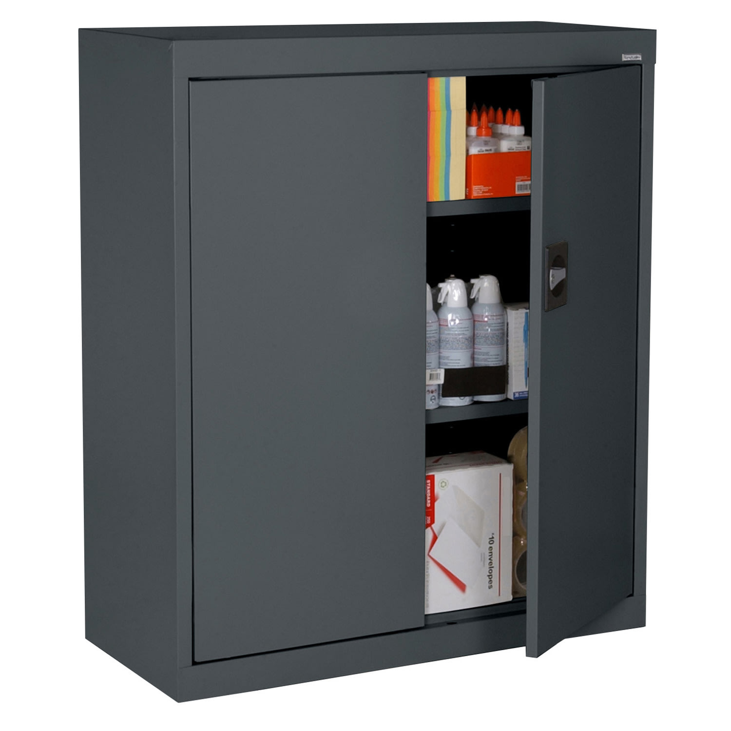 Sandusky Elite Series Heavy-Duty Assembled Counter-Height Storage Cabinet, 36inH x 36inW x 18inD, Charcoal - Image 4