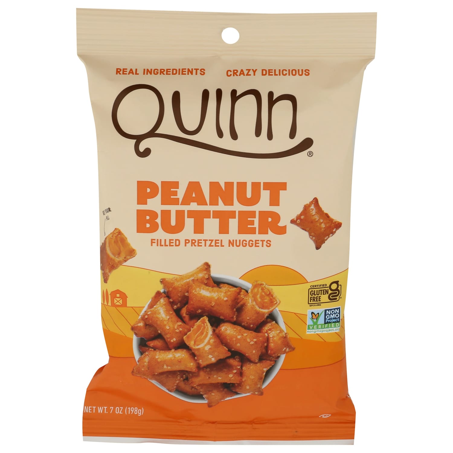 Quinn Filled Pretzel Nuggets, Peanut Butter, 7 Oz, Total Qty 8