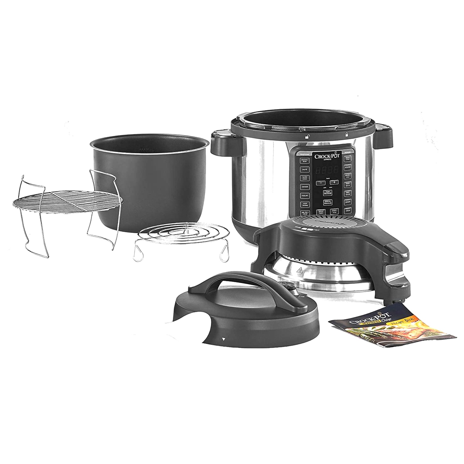 Crock-Pot 8-Quart Express Crock Slow Cooker With Air Fryer Lid, Silver - Image 3