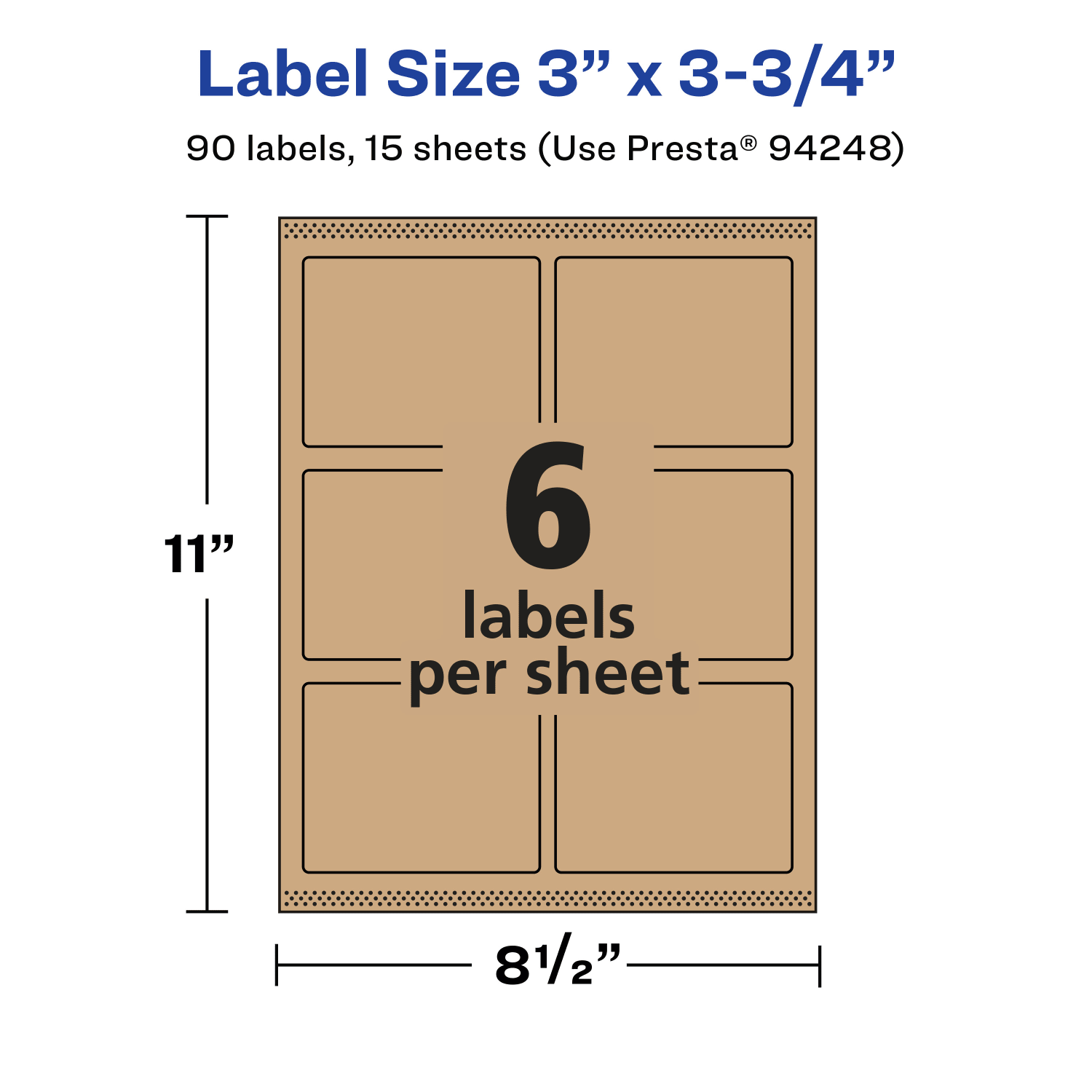 Avery Kraft Permanent Labels With Sure Feed, 94248-KMP15, Rectangle, 3in x 3-3/4in, Brown, Pack Of 90 - Image 6