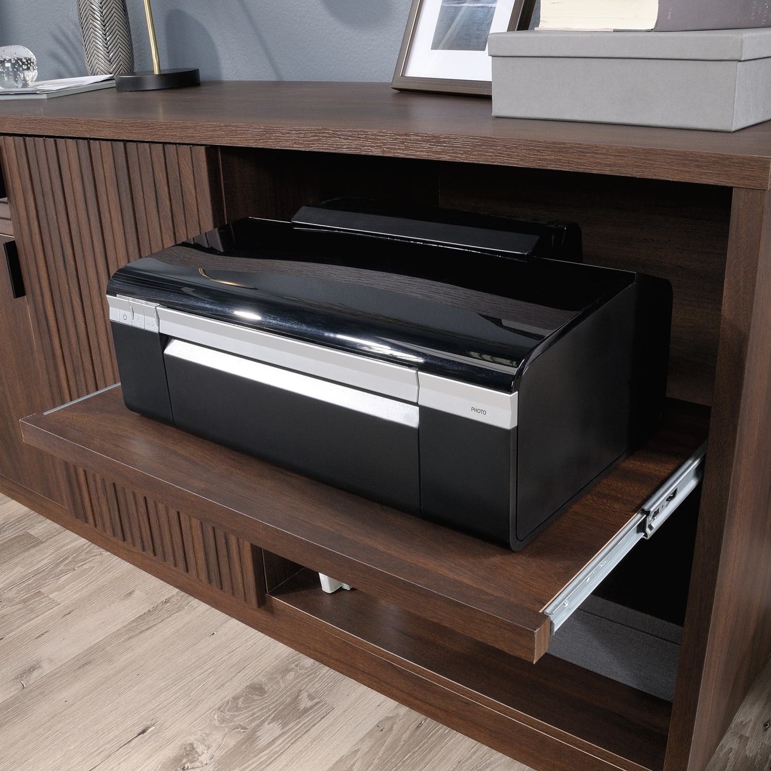 Sauder Englewood 65inW Office Credenza, Spiced Mahogany - Image 6