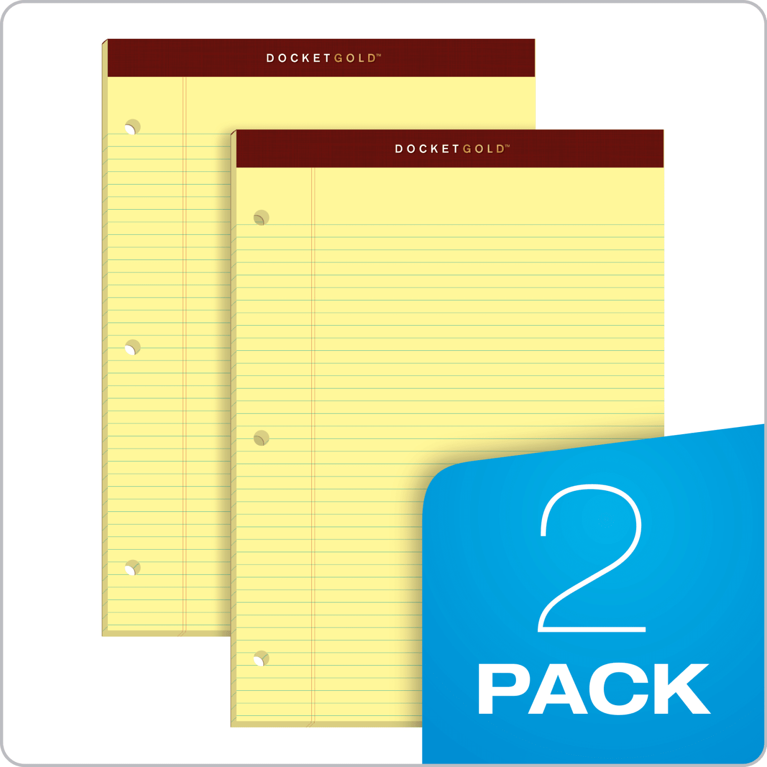 TOPS Double Docket Writing Pads, 8 1/2in x 11in, Narrow Ruled, 100 Sheets, Canary, Pack Of 2 Pads - Image 3