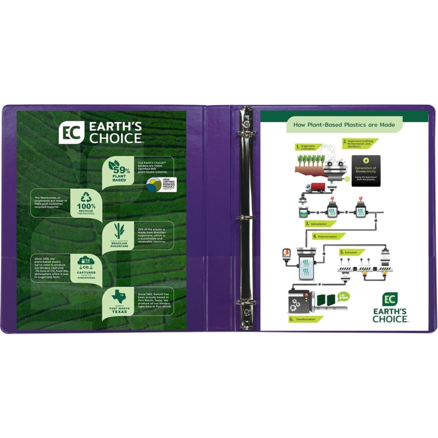 Samsill Presentation View 3-Ring Binder, 1in Round Rings, Purple, Pack Of 2 - Image 6