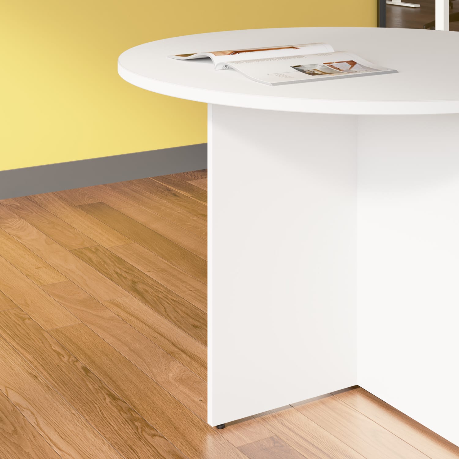 Bush Business Furniture 42-inch Round Conference Table with Wood Base, White, Standard Delivery - Image 5