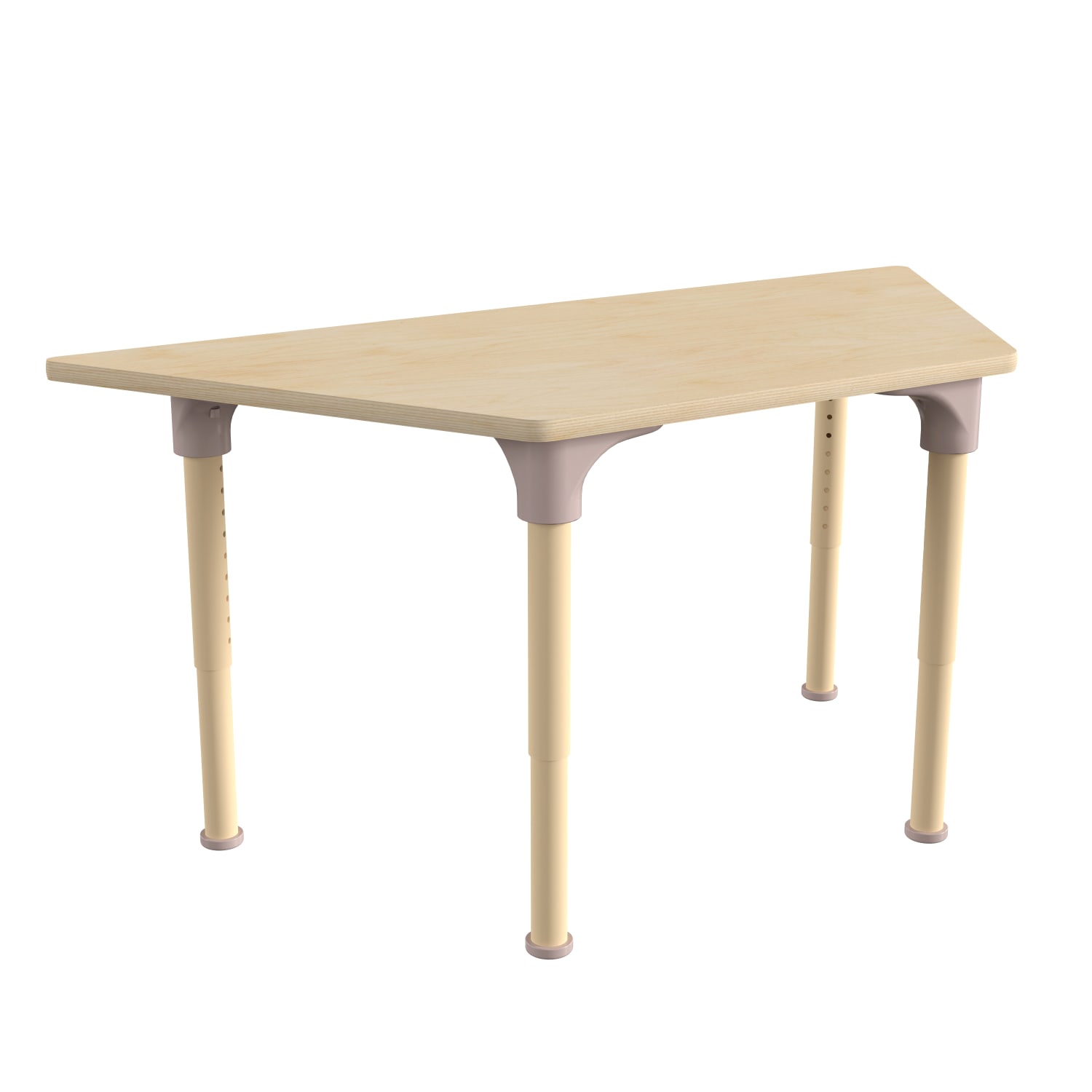 Flash Furniture Bright Beginnings Commercial Grade Wooden Trapezoid Adjustable Height Classroom Activity Table, 23inH x 20-3/4inW x 47inD, Beech - Image 3