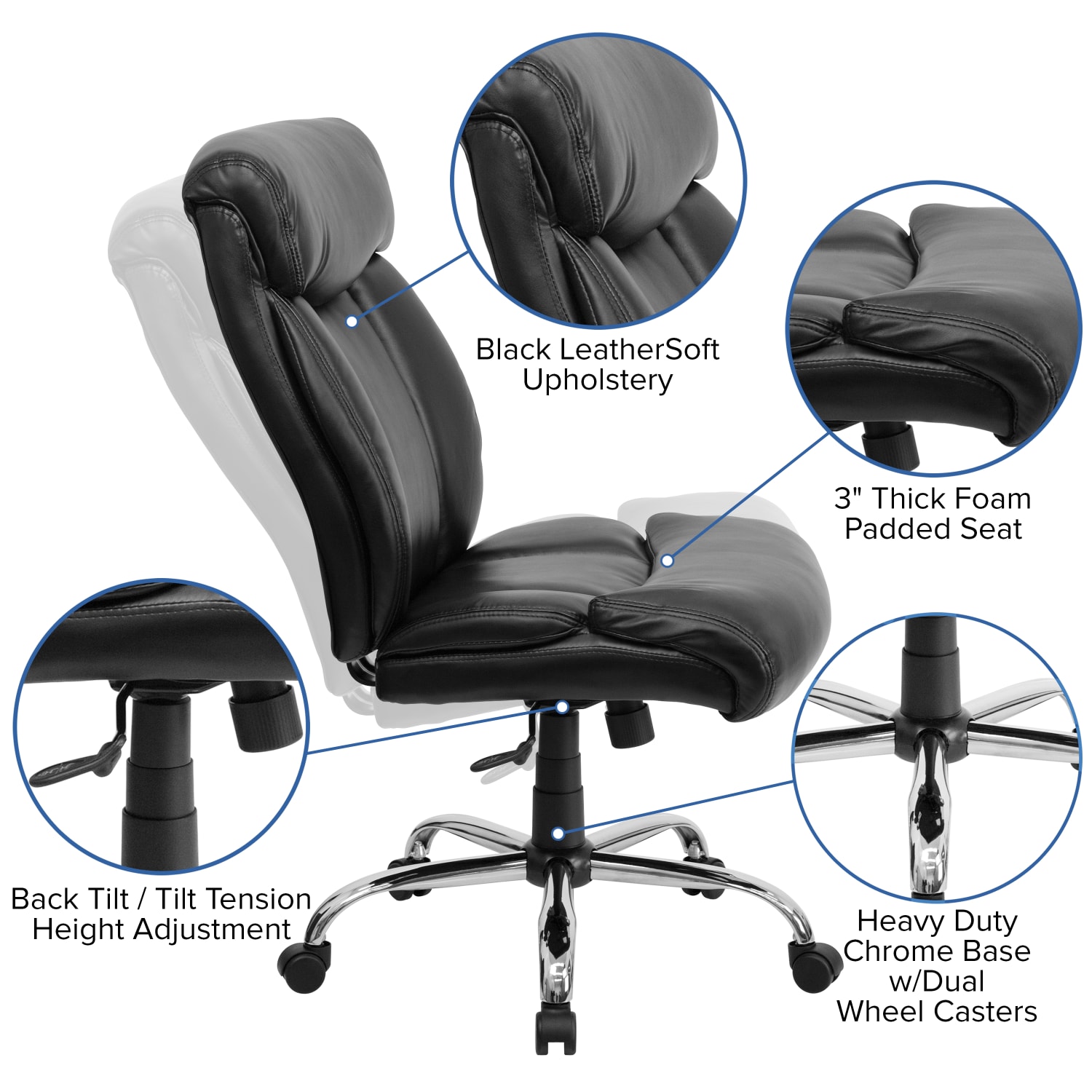 Flash Furniture Hercules Big Tall HighBack Ergonomic LeatherSoft Faux Leather Office Chair With Full Headrest And Chrome Base Black PopularChairscom Flash Furniture Hercules Big Tall High Back Ergonomic LeatherSoft Faux Leather Office Chair With Full Headrest And Chrome Base Black PopularChairscom