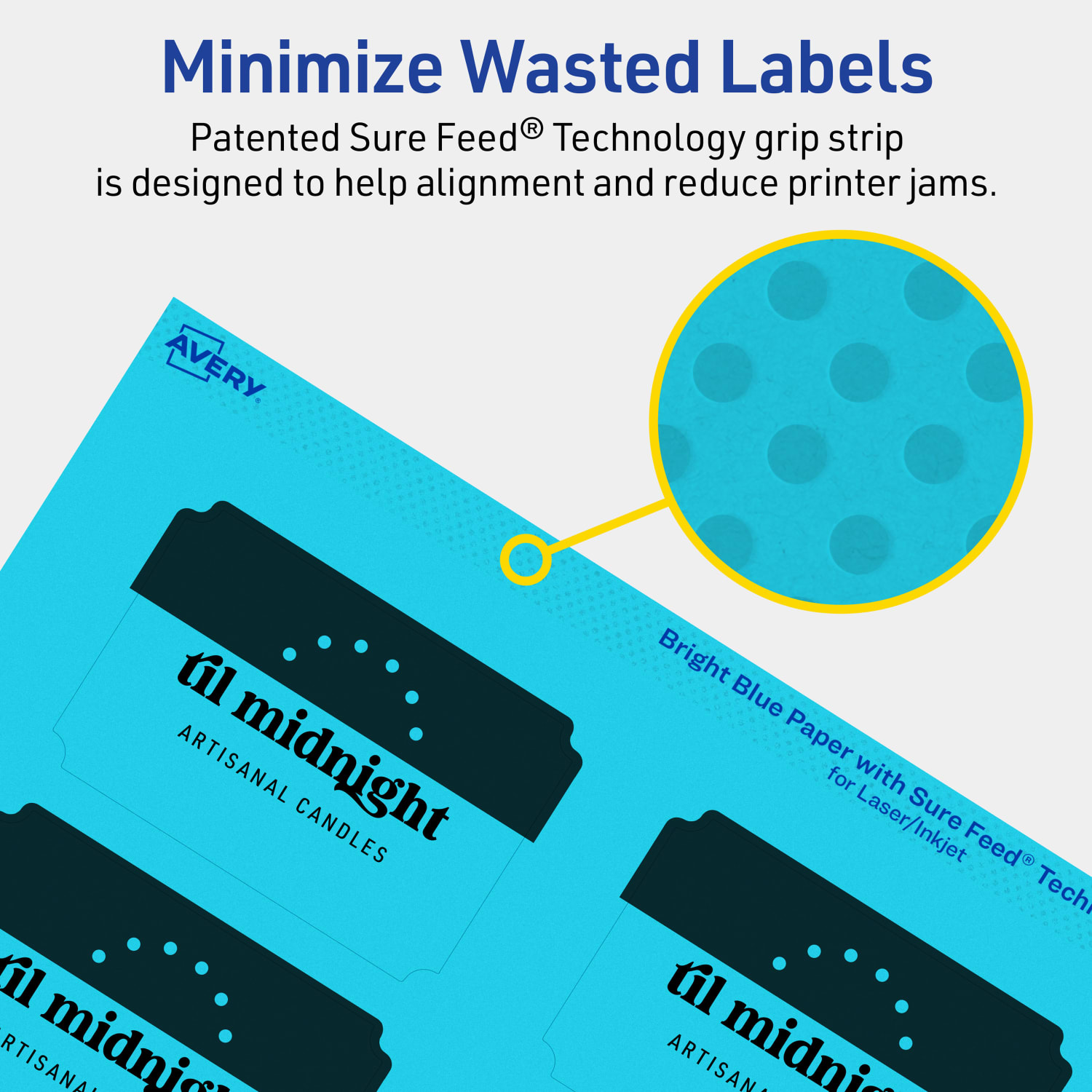 Avery Print-To-The-Edge Labels With Sure Feed Technology, 94267-BBP80, Rectangle Scalloped, 2in x 3in, Matte Bright Blue, Pack of 640 - Image 5