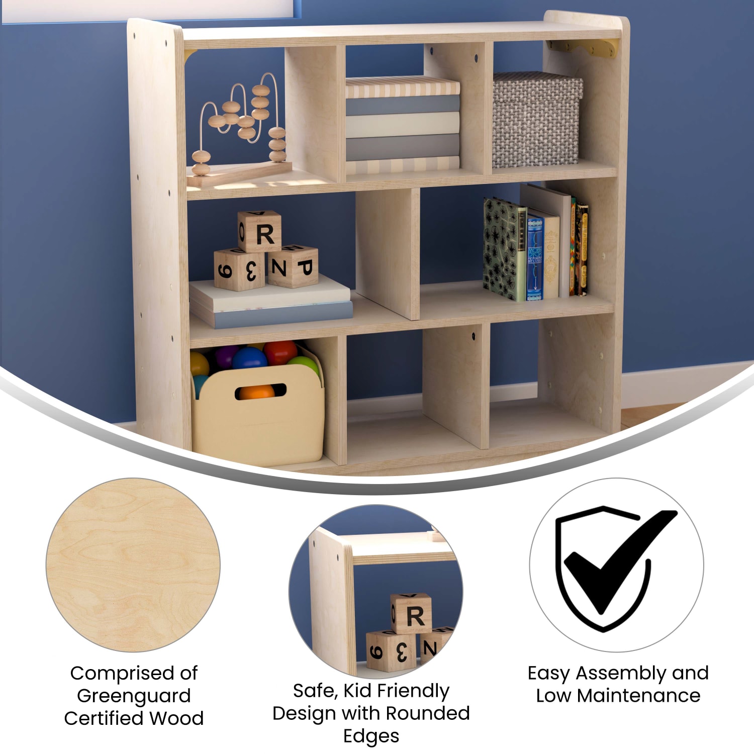 Flash Furniture Bright Beginnings Commercial Grade Modular Wooden Classroom Open Storage Unit, 31-1/2inH x 31-1/2inW x 11-3/4inD, Beech - Image 5