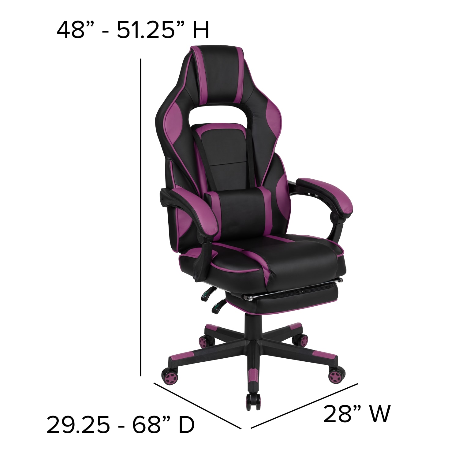 Flash Furniture X40 Gaming Chair With Fully Reclining Back And Arms BlackPurple PopularChairscom
