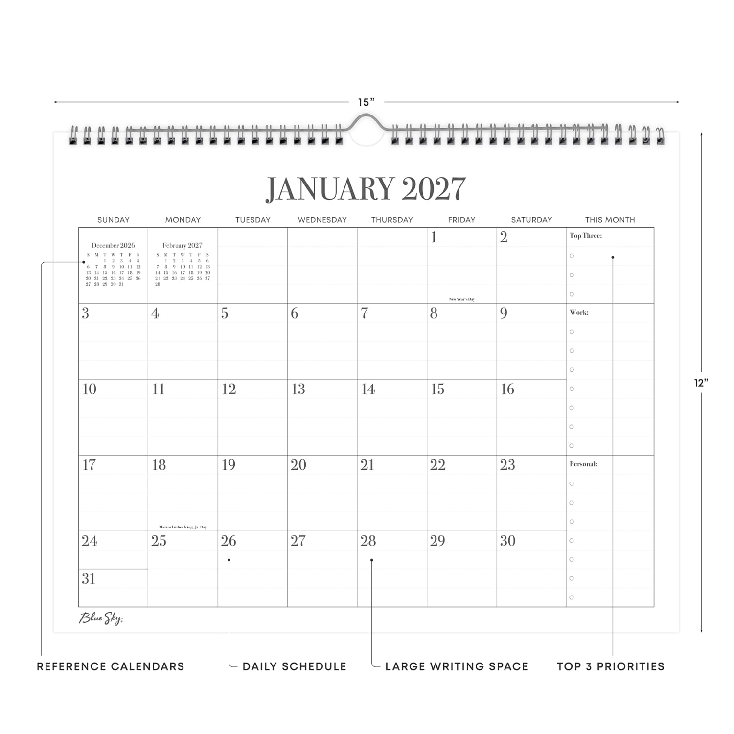 2027 Plan It All Standard Monthly Wall Calendar 15x12 - Image 4