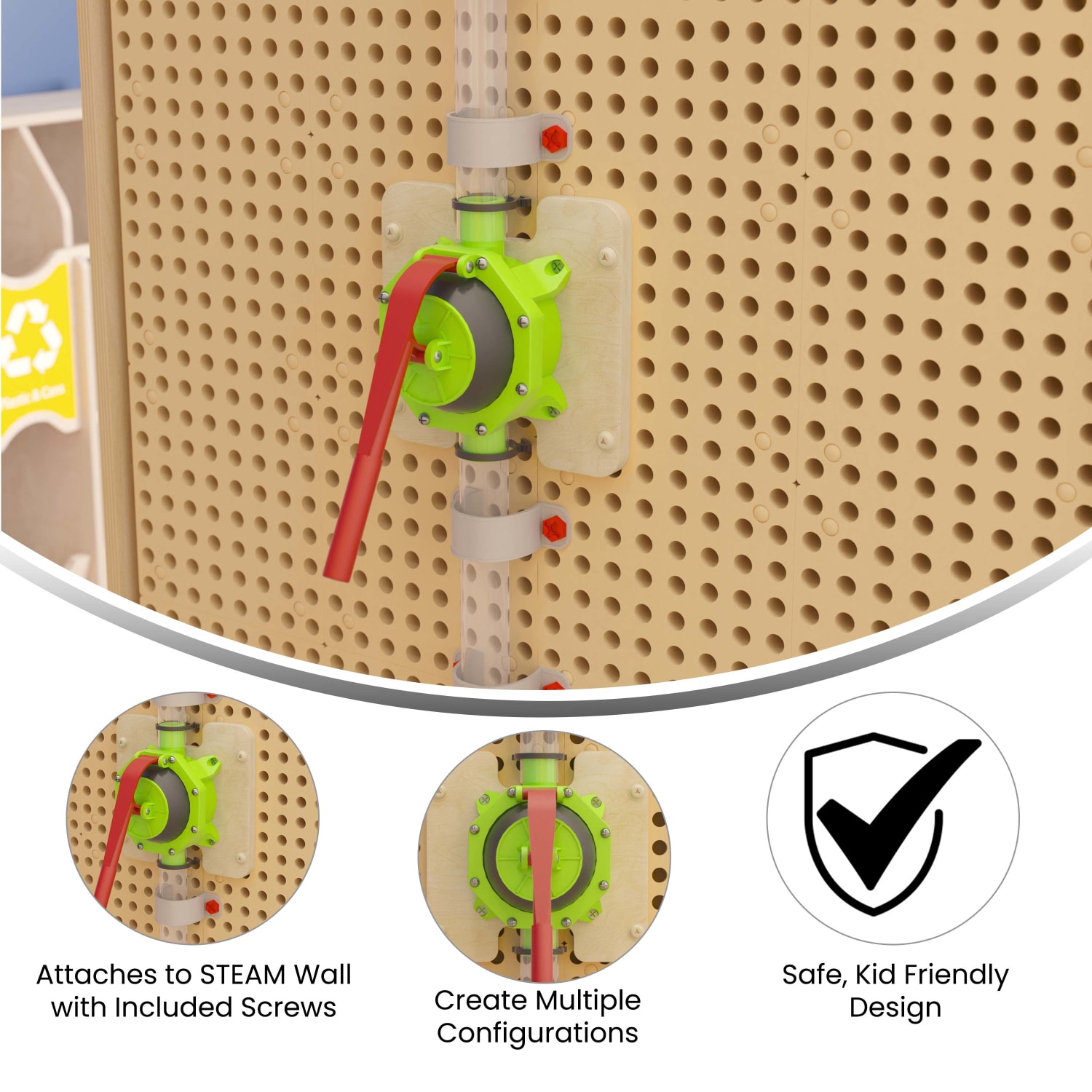 Flash Furniture Bright Beginnings Commercial Grade 10-Piece Modular STEAM Wall STEAM Accessories, Pipe Builder Hand Pump & Accessories, Multicolor - Image 5