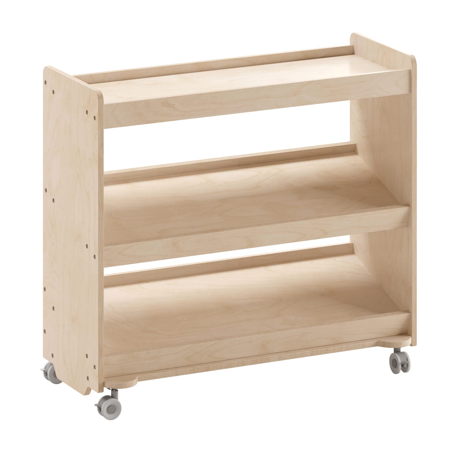 Flash Furniture Bright Beginnings Commercial Grade Space Saving Wooden Mobile Classroom Storage Cart, 31-1/2inH x 34-3/4inW x 15-3/4inD, Beech - Image 3
