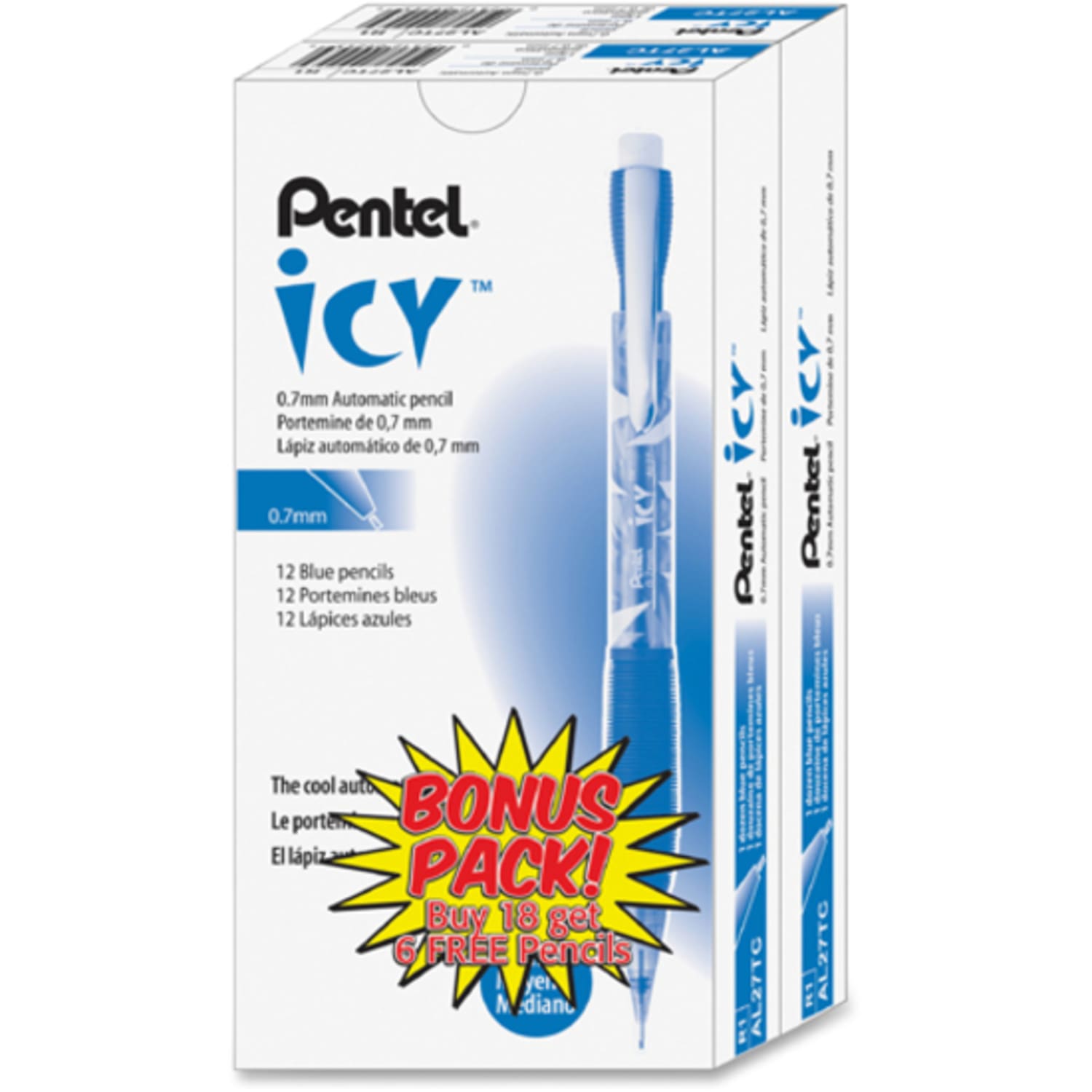 Pentel ICY Multipurpose Automatic Pencils, 0.7 mm, Transparent Blue Barrels, Pack Of 24 - Image 5