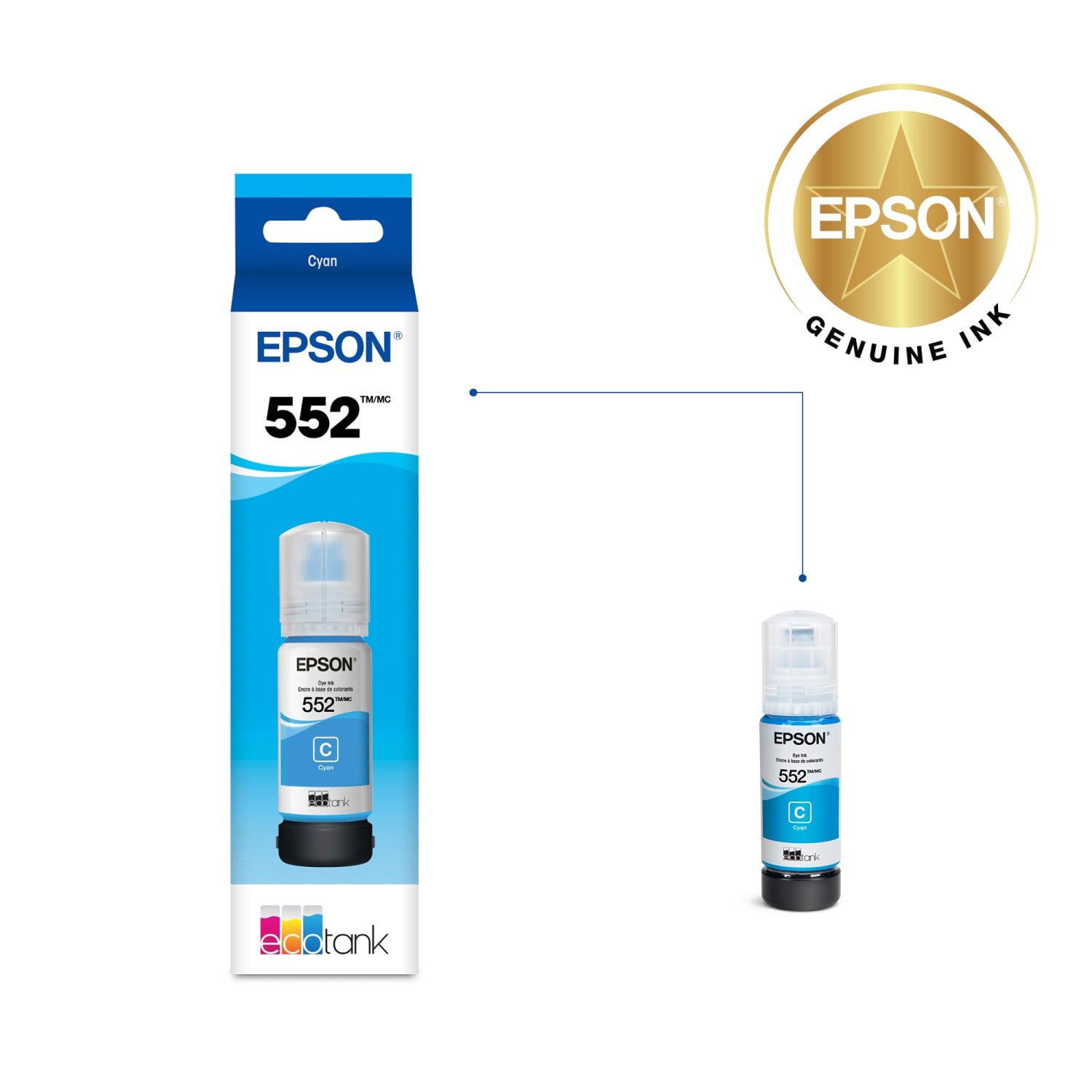 Epson 552 Claria Cyan Ink Bottle, T552220-S - Image 3