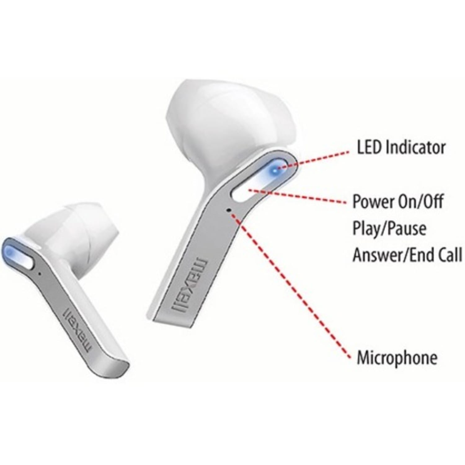 Maxell Jelleez Earset - True Wireless - Bluetooth - Earbud - In-ear - Black - Image 6