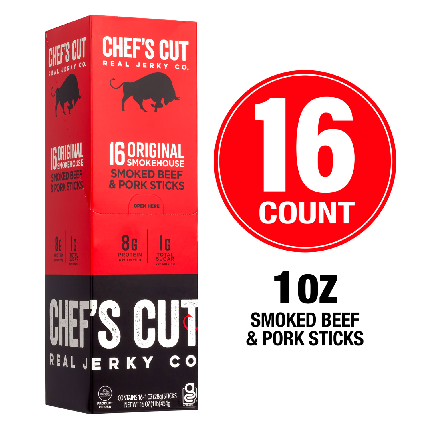 Chef s Cut Chefs Cut Original Smokehouse Beef/Pork Meat Sticks, 1 Oz, Pack Of 16 Meat Sticks - Image 3