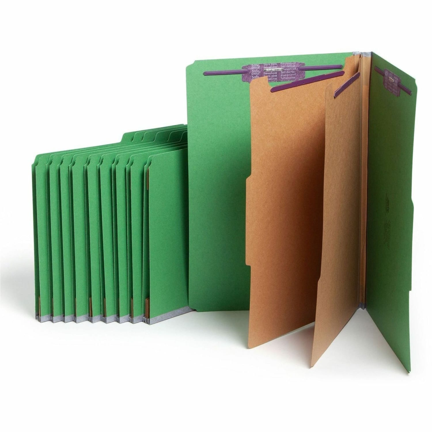 Smead Classification Folders, Top-Tab With SafeSHIELD Coated Fasteners, 2in Expansion, Legal Size, 50% Recycled, Green, Box Of 10 - Image 3