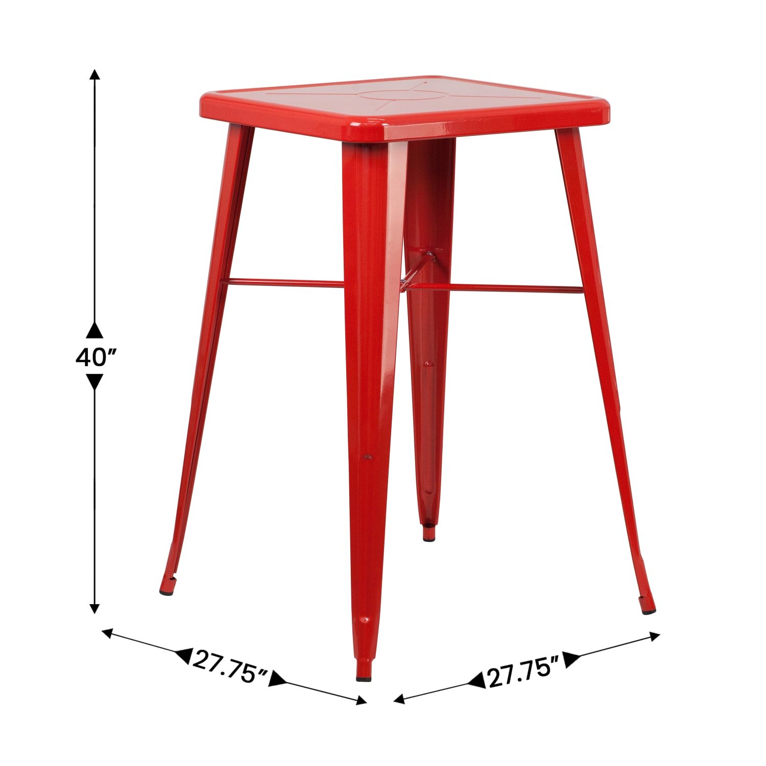 Flash Furniture Commercial Grade 23.75in Square Metal Indoor-Outdoor Bar Height Table, Red - Image 6