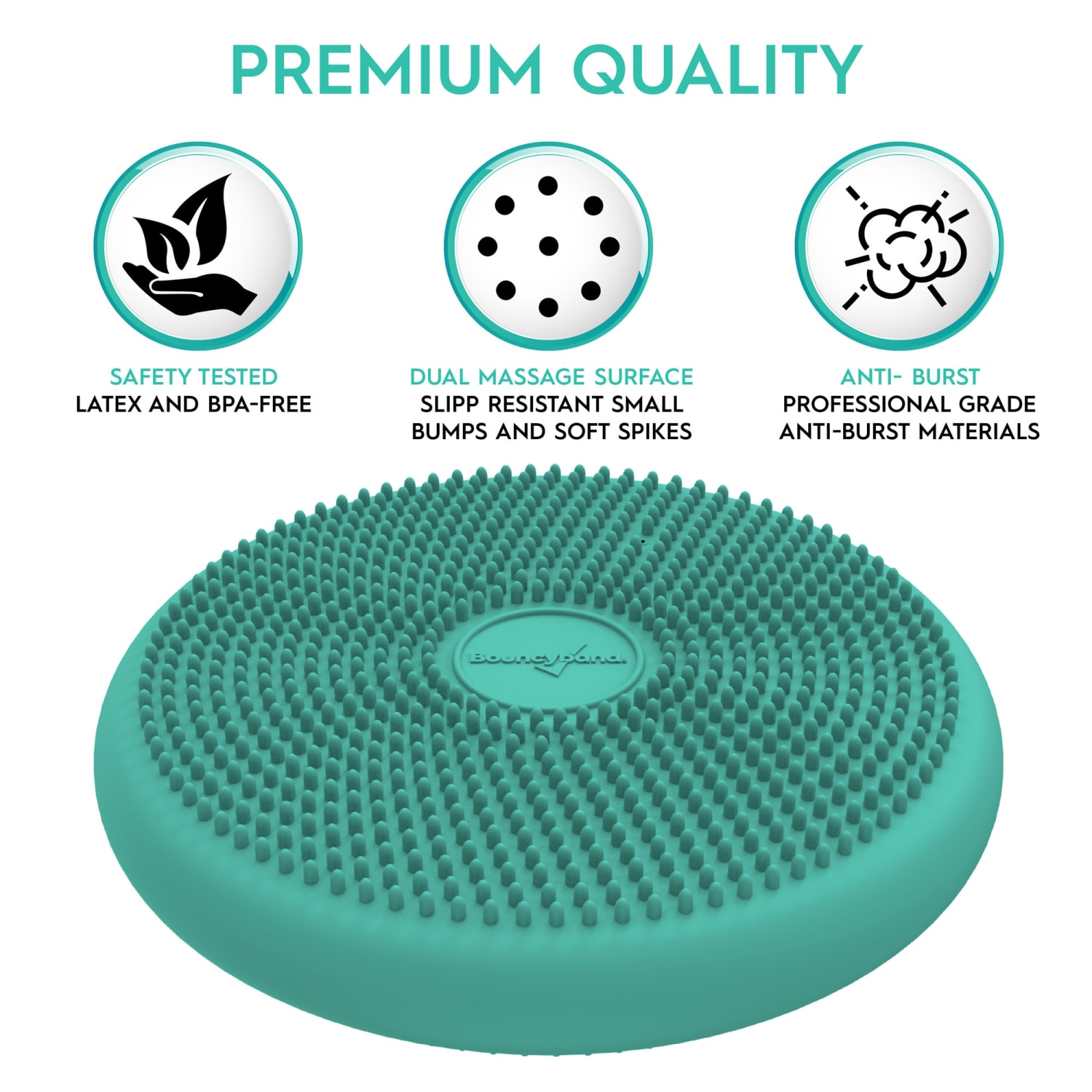 Bouncyband Big Wiggle Seat Sensory Cushion PVC 2 18inH x 13inW x 13inD Mint PopularChairscom