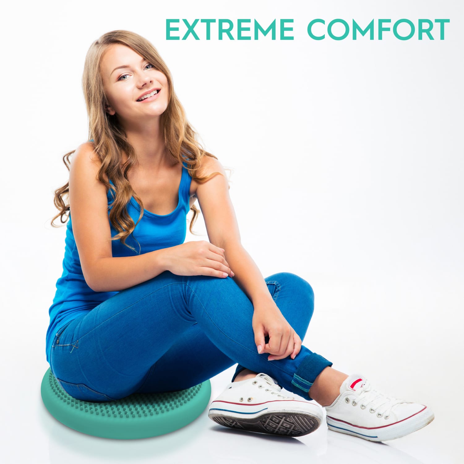 Bouncyband Big Wiggle Seat Sensory Cushion PVC 2 18inH x 13inW x 13inD Mint PopularChairscom