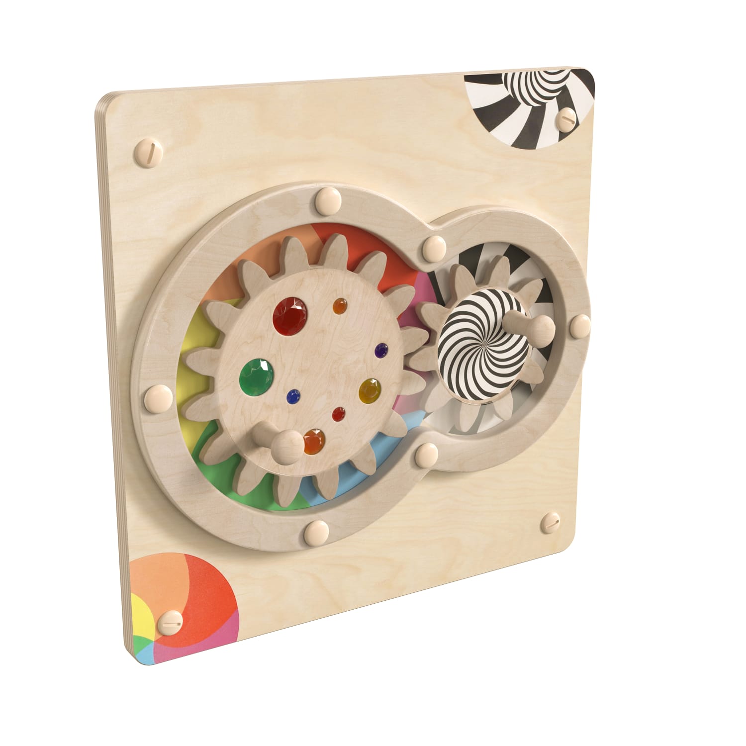 Flash Furniture Bright Beginnings Commercial Grade Wooden Turning Gears STEAM Wall Accessory Board, Beech - Image 3
