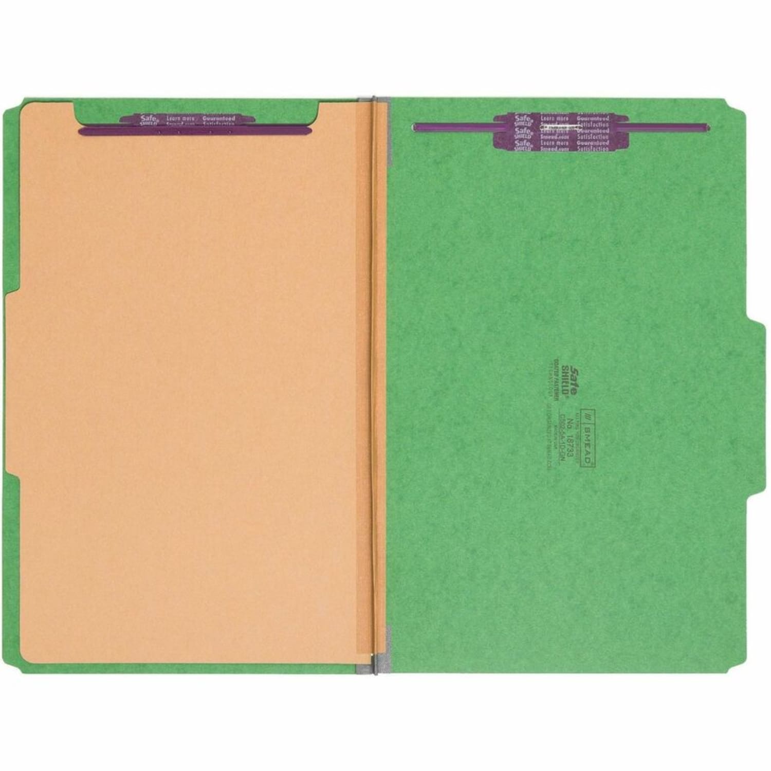 Smead Classification Folders, With SafeSHIELD Coated Fasteners, 1 Divider, 2in Expansion, Legal Size, 50% Recycled, Green, Box Of 10 - Image 4