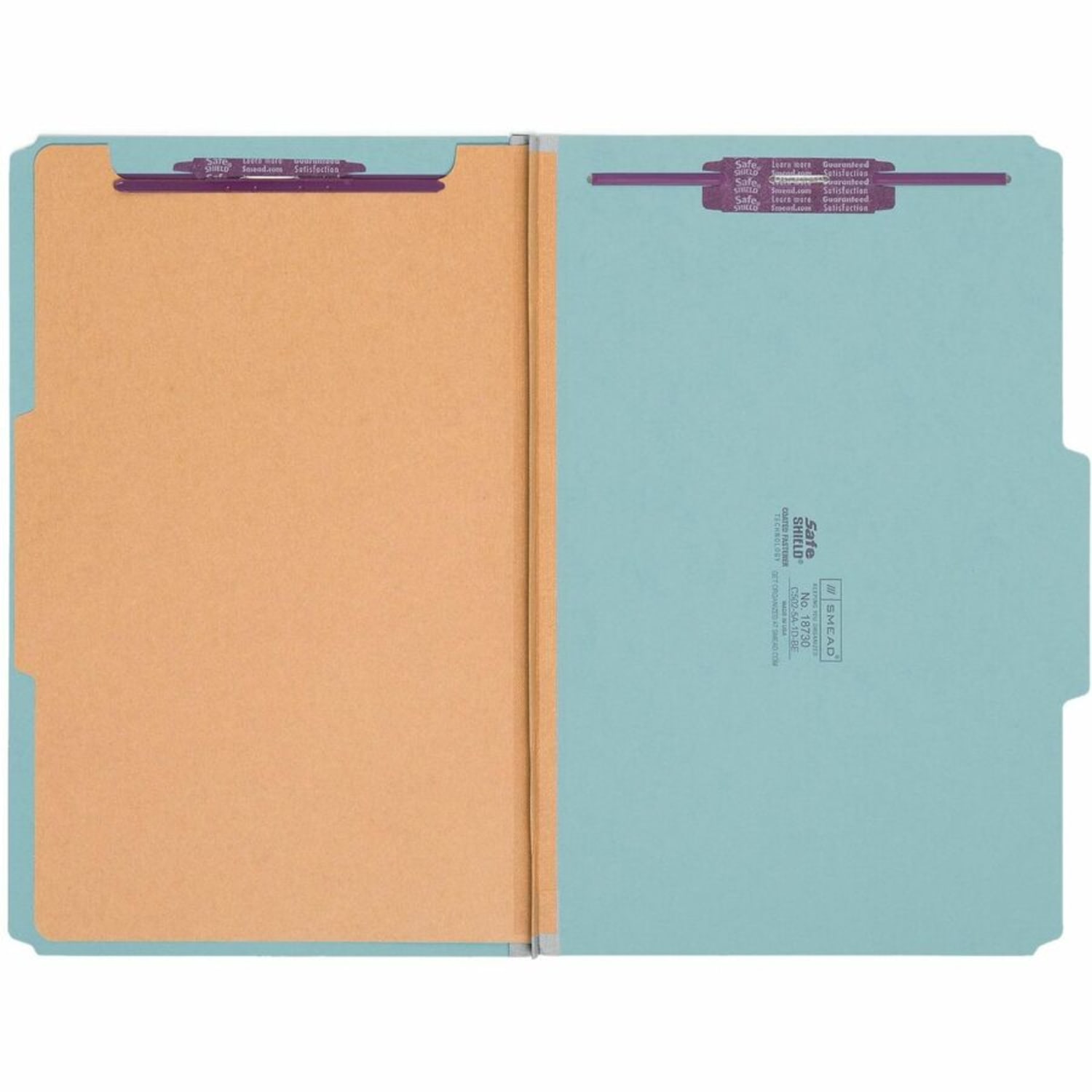 Smead Classification Folders, With SafeSHIELD Coated Fasteners, 1 Divider, 2in Expansion, Legal Size, 50% Recycled, Blue, Box Of 10 - Image 3