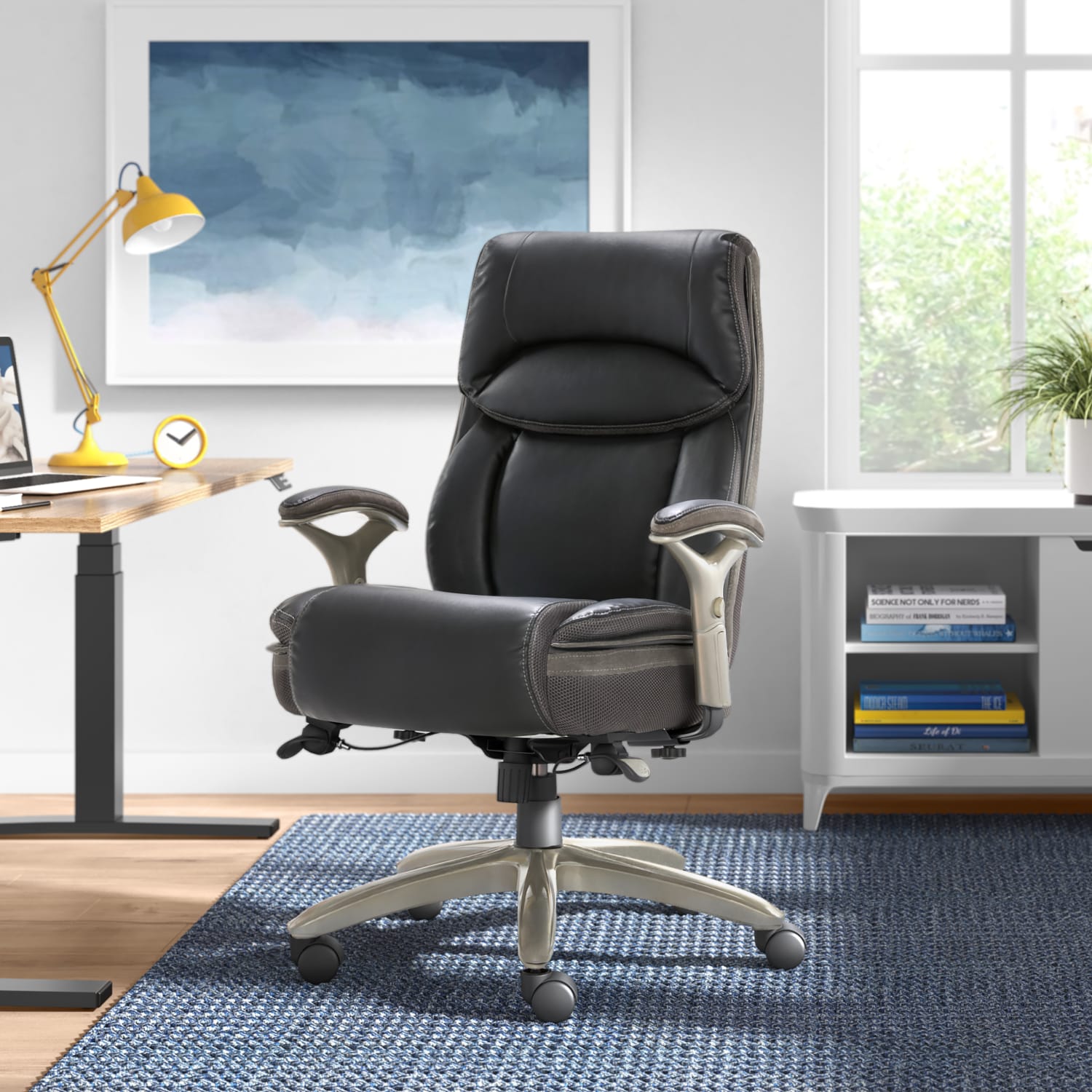 Serta Smart Layers Jennings Big & Tall Ergonomic Bonded Leather High-Back Executive Chair, Dark Gray/Silver - Image 11
