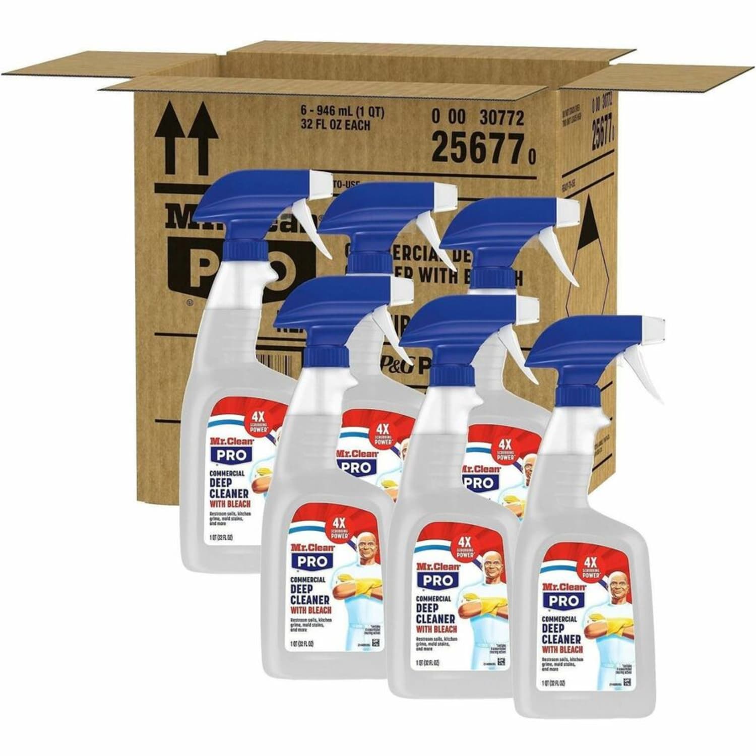 Mr. Clean Deep Cleaner with Bleach, For Multi Surface, Multipurpose, Ready-To-Use, Liquid, Spray, 32 fl oz (1 quart), 2 / Carton - Image 6