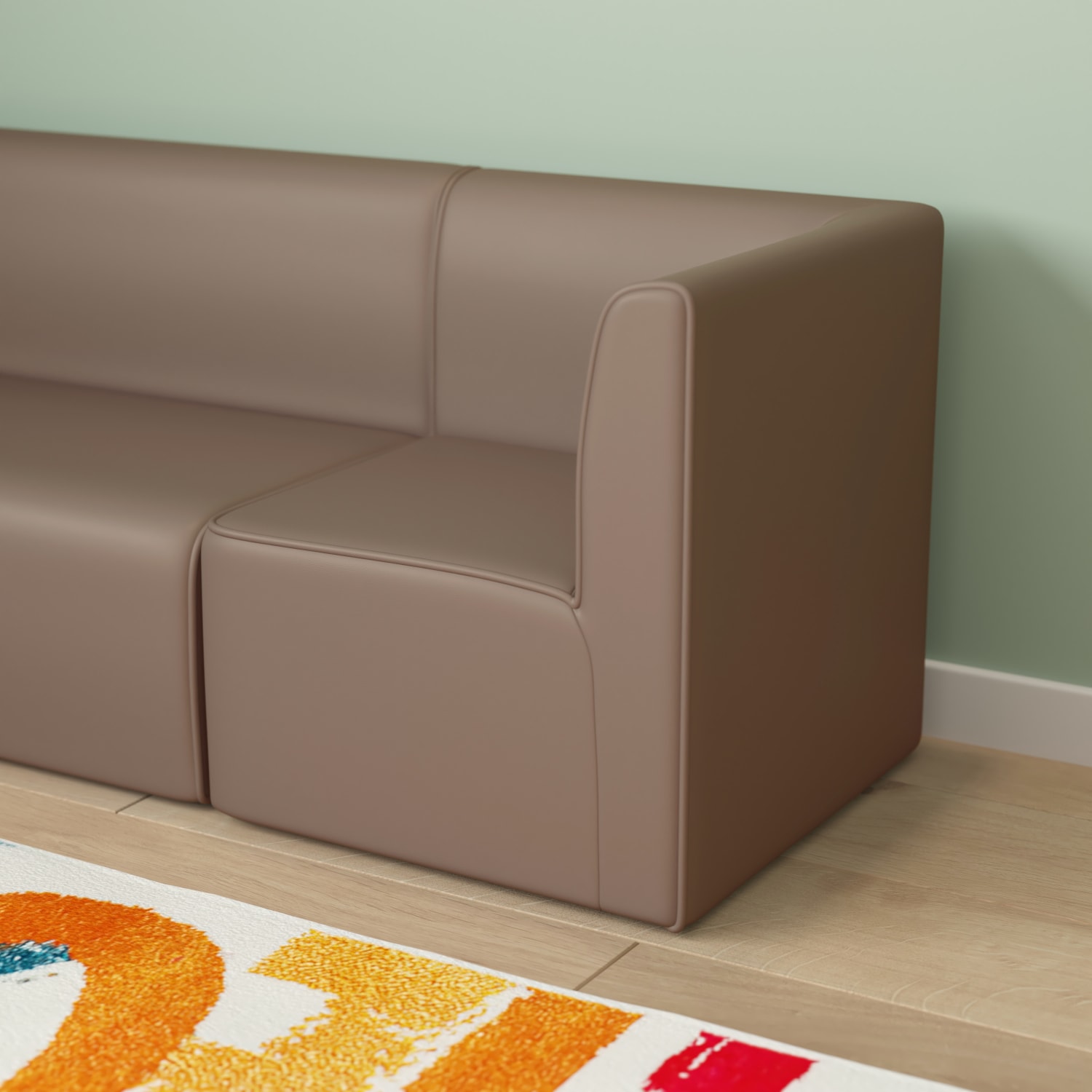 Flash Furniture Bright Beginnings Commercial Grade Modular Classroom Soft Seating 1 Seater Corner Chair Neutral PopularChairscom