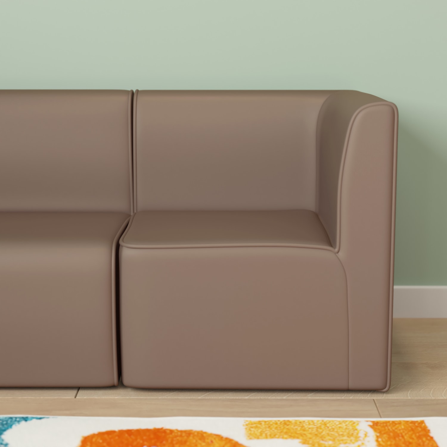 Flash Furniture Bright Beginnings Commercial Grade Modular Classroom Soft Seating 1 Seater Corner Chair Neutral PopularChairscom
