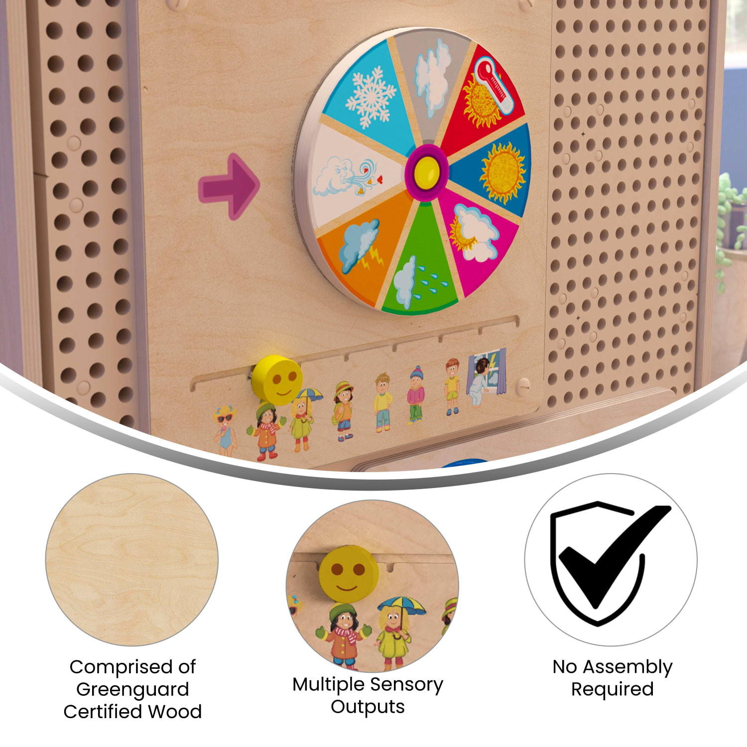 Flash Furniture Bright Beginnings Commercial Grade Weather STEAM Wall Activity Board, Beech - Image 5