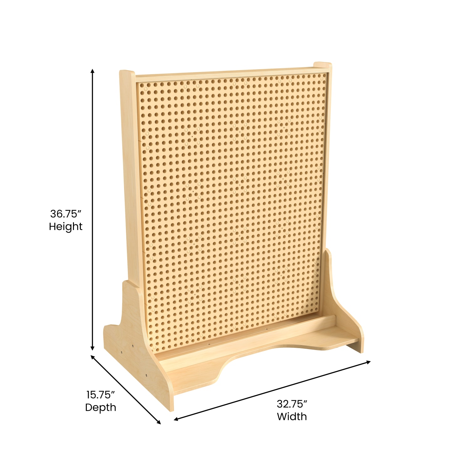 Flash Furniture Bright Beginnings Commercial Grade Wooden Double-Sided Freestanding STEAM Wall Base With Peg Panels, Natural - Image 6