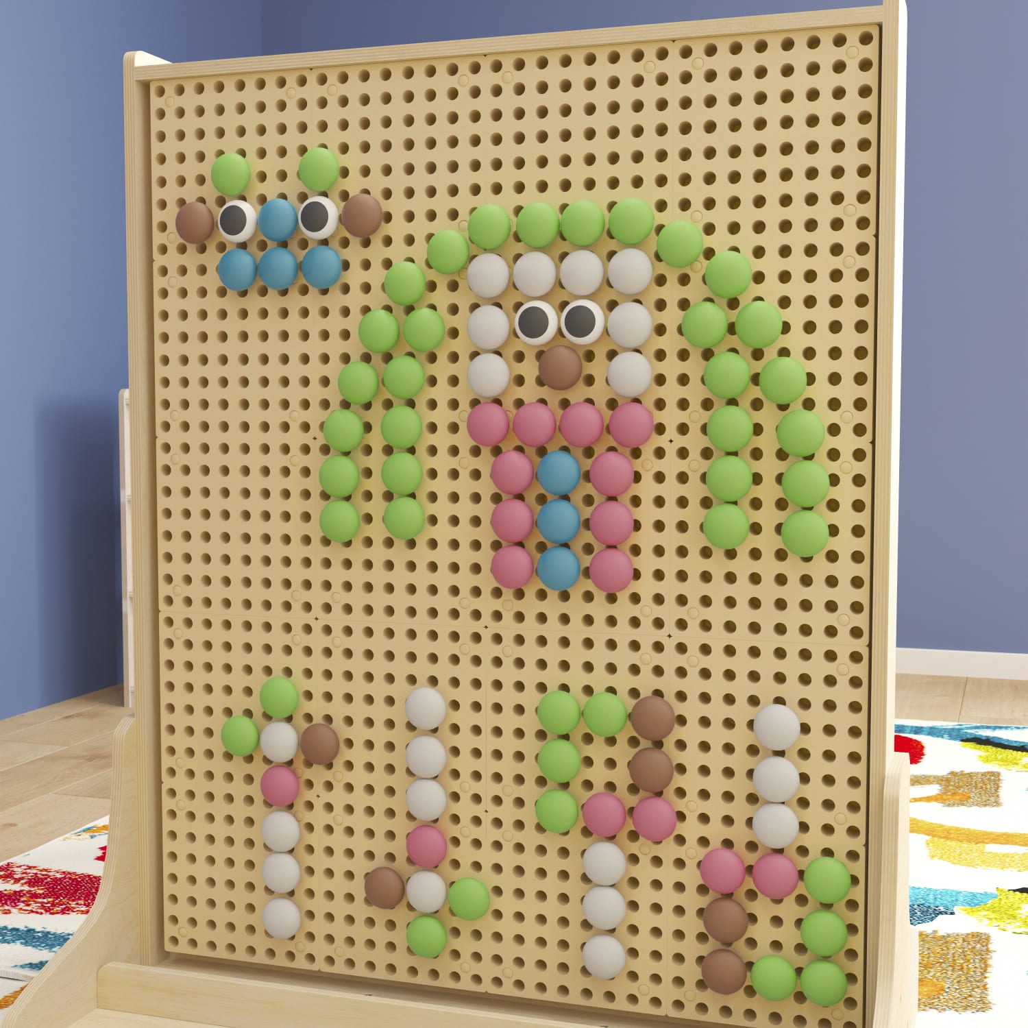 Flash Furniture Bright Beginnings Commercial Grade 64-Piece Jumbo Peg Accessory Pack For Modular STEAM Walls, Multicolor Pastel - Image 3