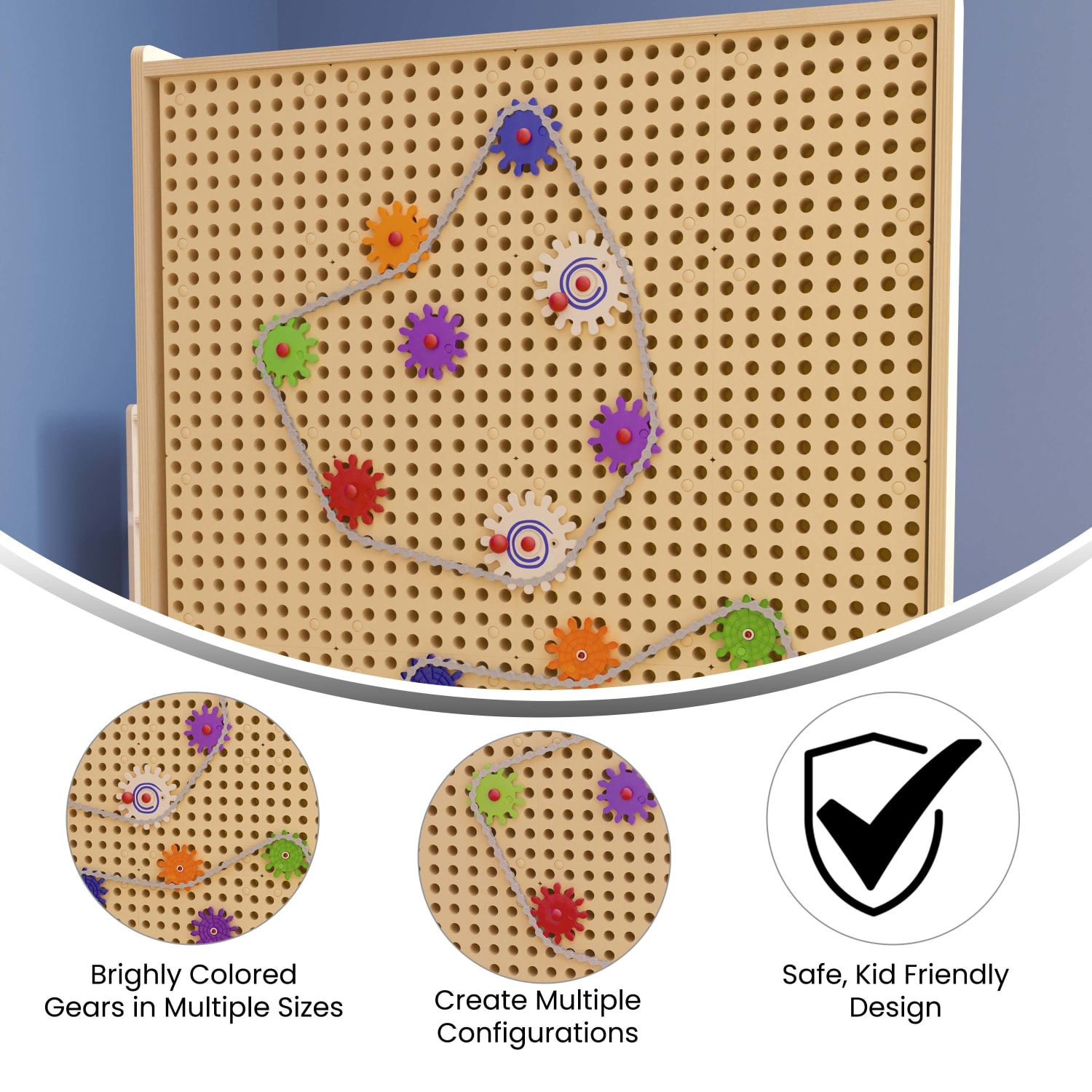 Flash Furniture Bright Beginnings Commercial Grade 79-Piece Chain And Gears Accessory Set For Modular STEAM Wall Systems, Multicolor - Image 5